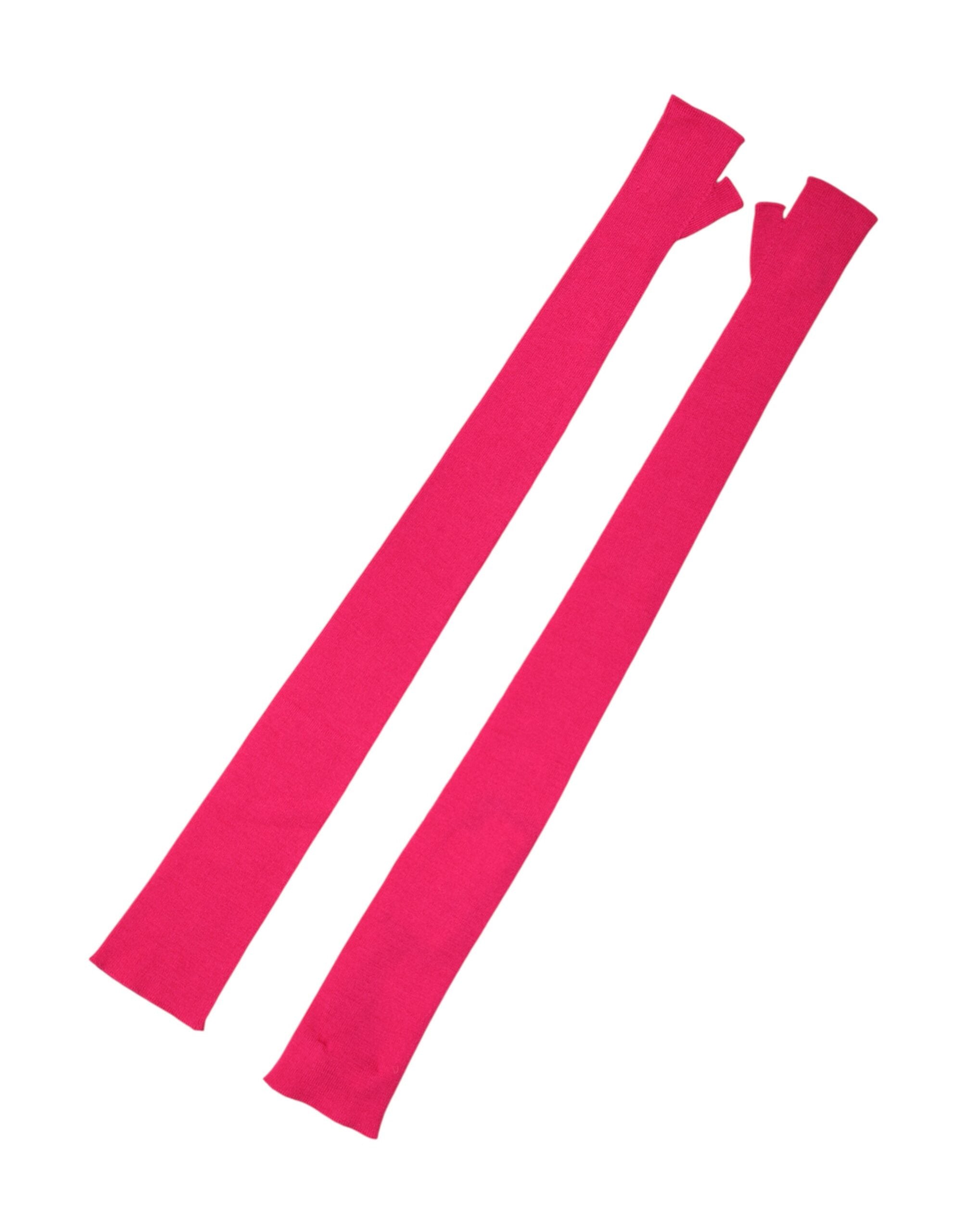 Dolce & Gabbana Rosa Fingerlose Ellenbogenlange Handschuhe aus Wolle