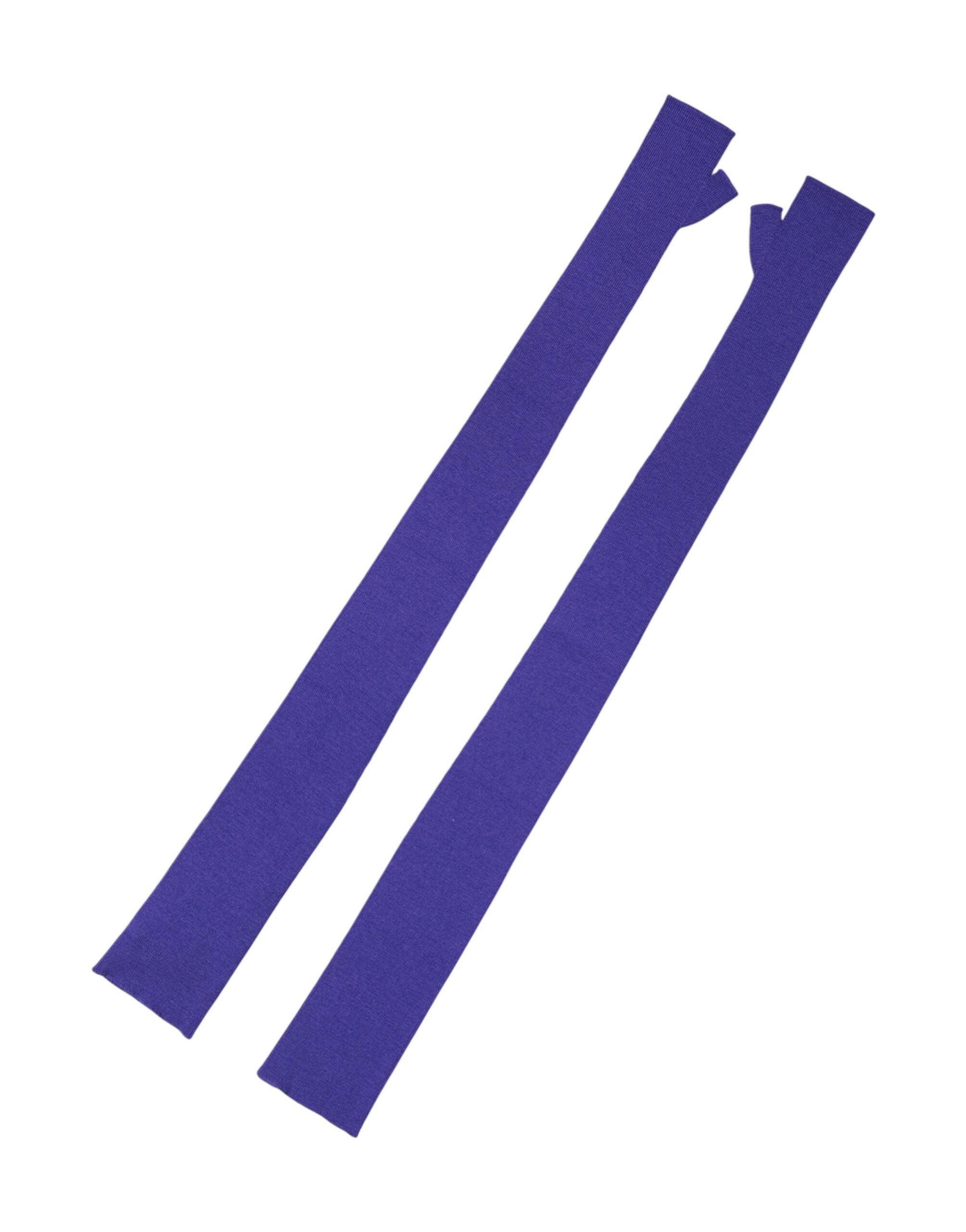 Dolce & Gabbana Violette Fingerlose Ellenbogenlange Handschuhe aus Wolle