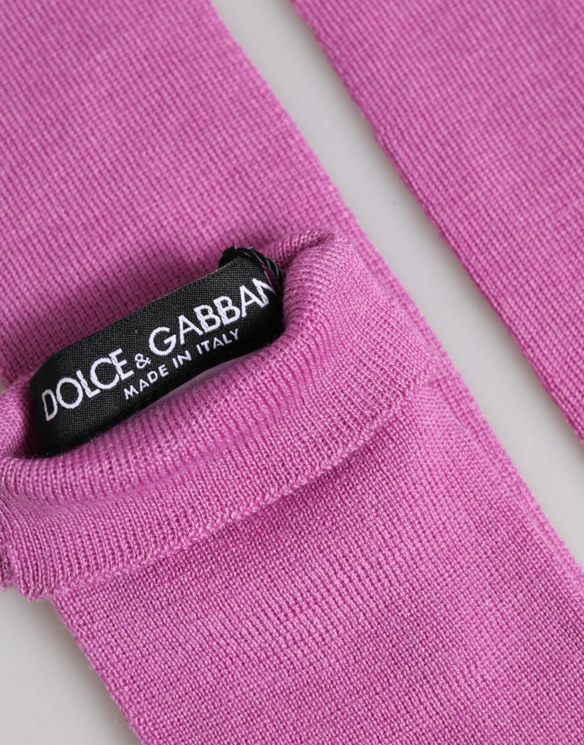 Dolce & Gabbana Rosa Fingerlose Ellenbogenlange Handschuhe aus Wolle