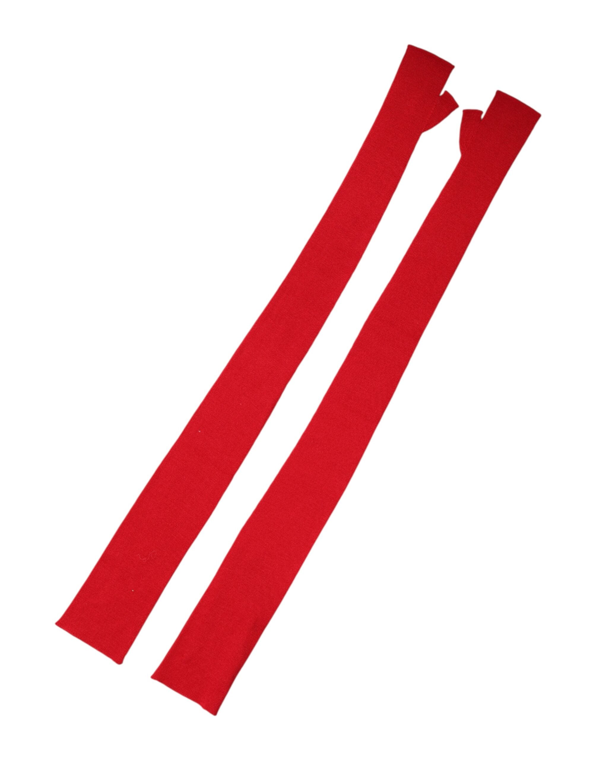 Dolce & Gabbana Rote Fingerlose Ellenbogenlange Handschuhe aus Wolle