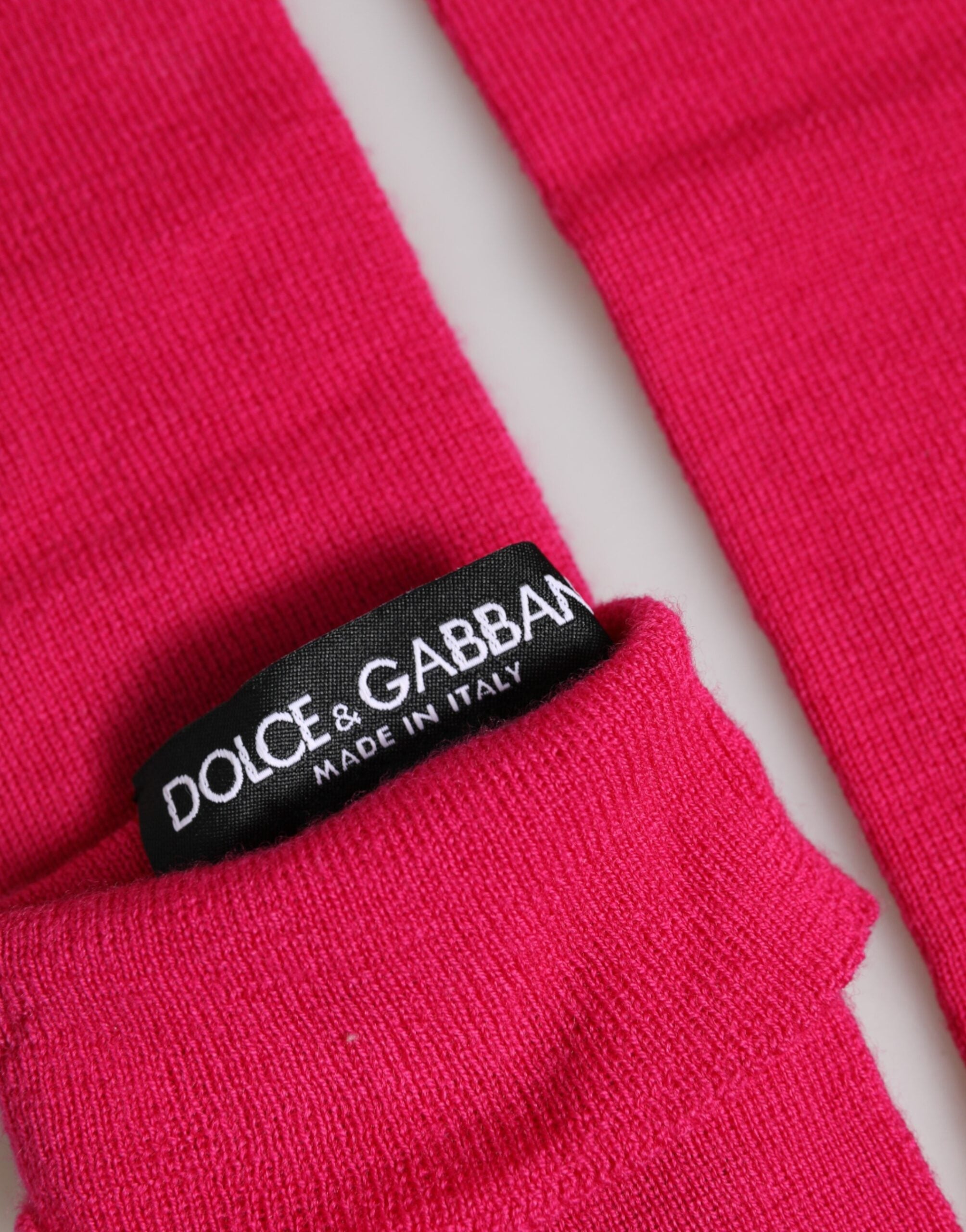 Dolce & Gabbana Fingerlose Ellenbogenlange Handschuhe aus Wolle in Rosa