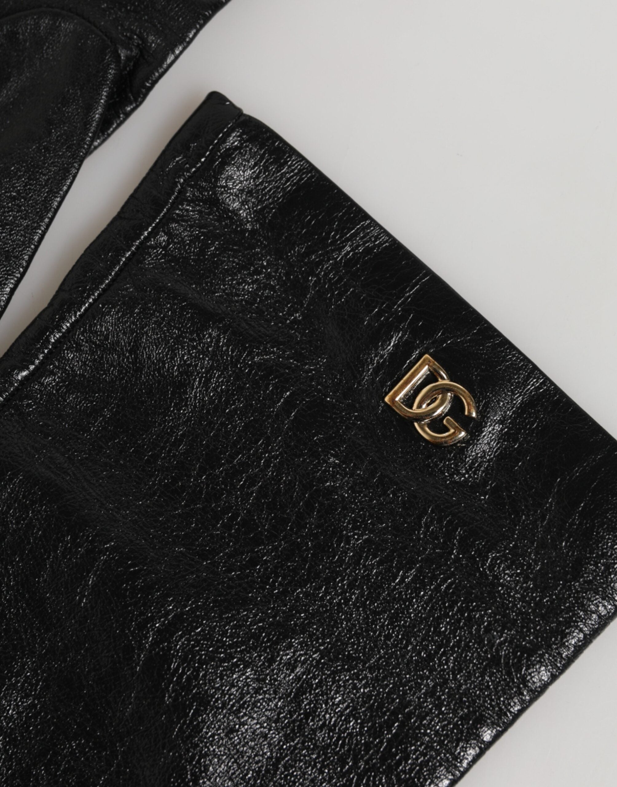 Dolce & Gabbana Schwarze Polyester-Handschuhe bis zum Ellenbogen