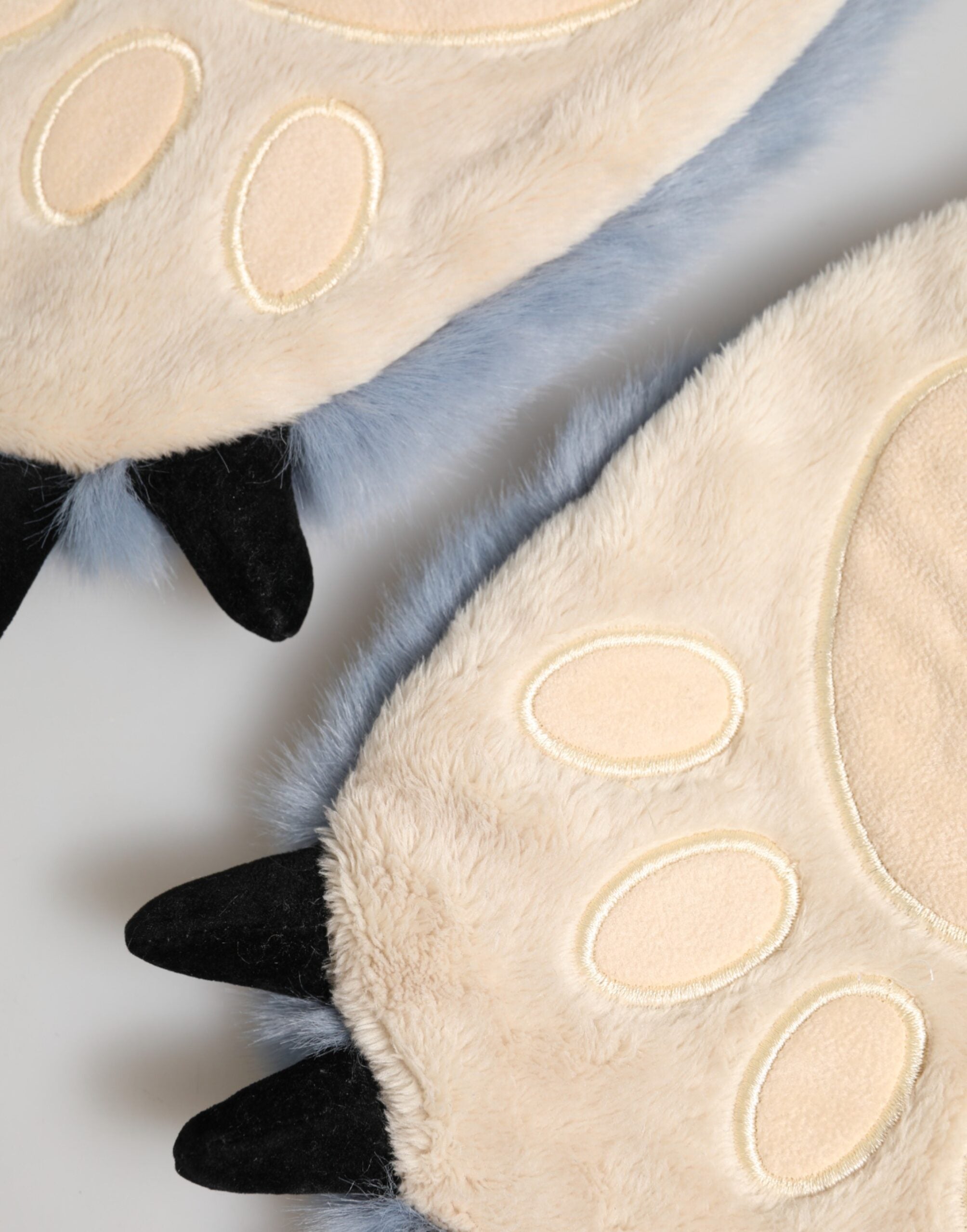 Dolce & Gabbana Blaue Acryl-Strickhandschuhe mit Fellbesatz