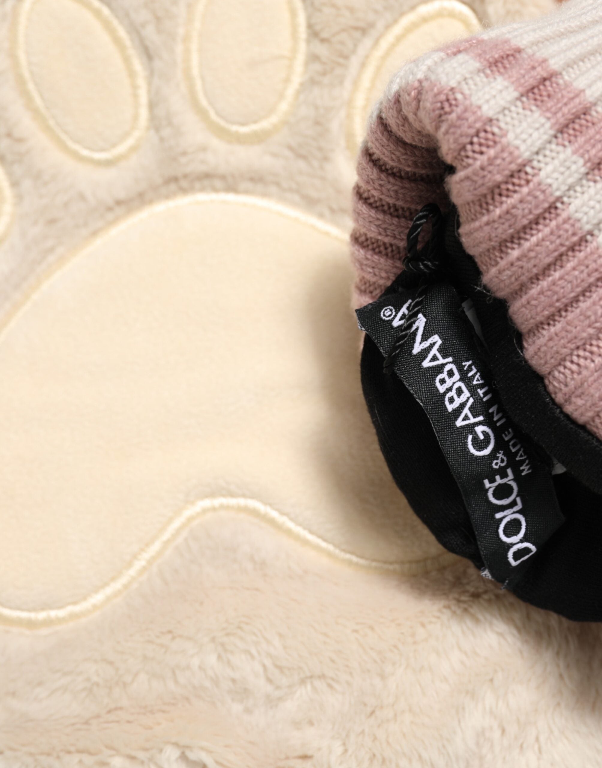 Dolce & Gabbana Braune Acryl-Strickhandschuhe mit Fellbesatz