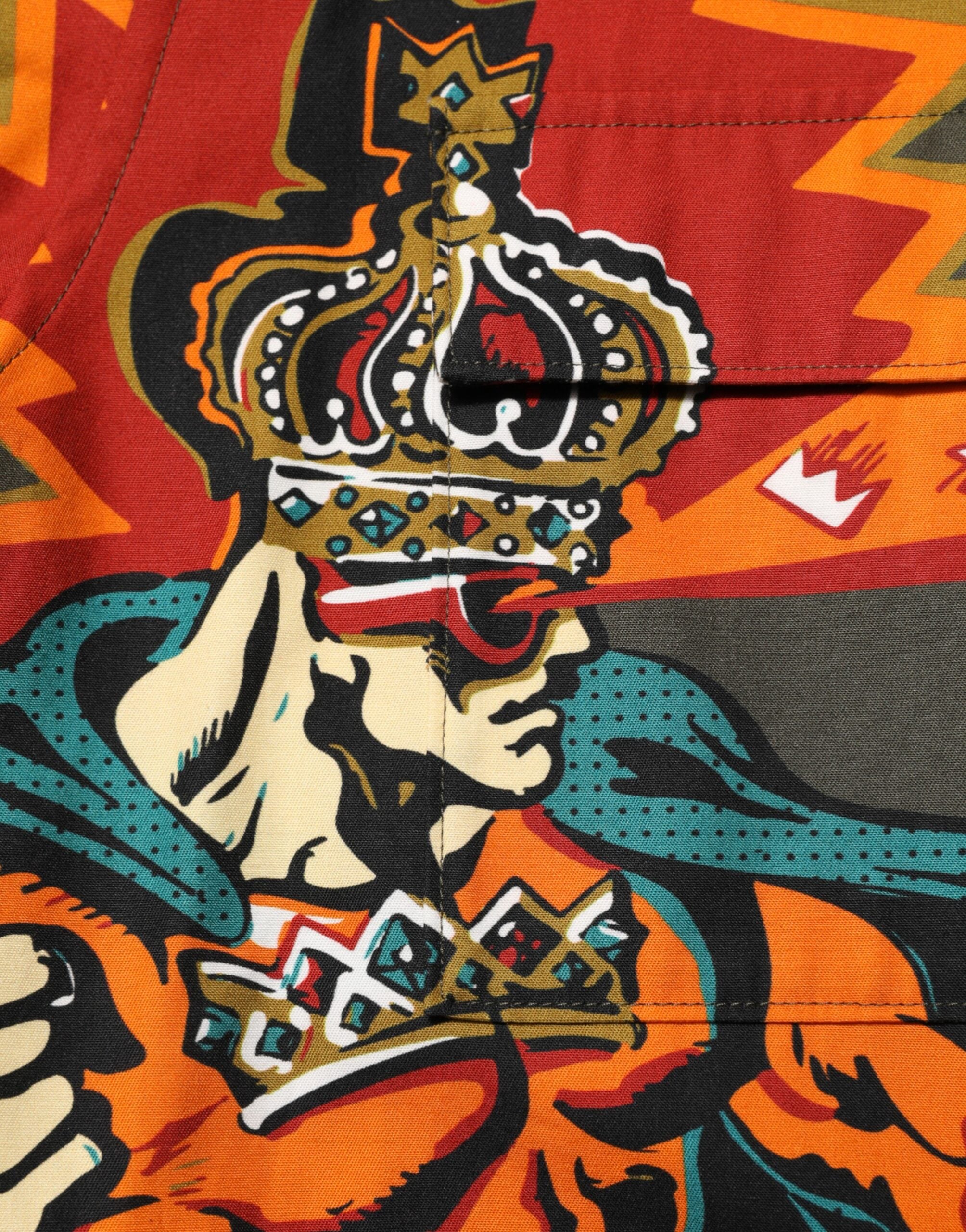 Dolce & Gabbana Brown Superhero Print Button Down Shirt