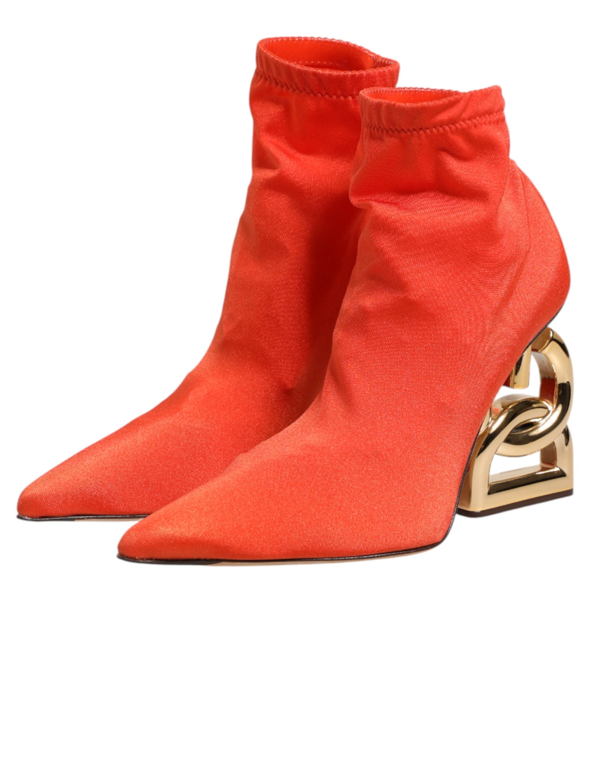 Dolce & Gabbana Orange DG Logo Absatz-Stiefeletten