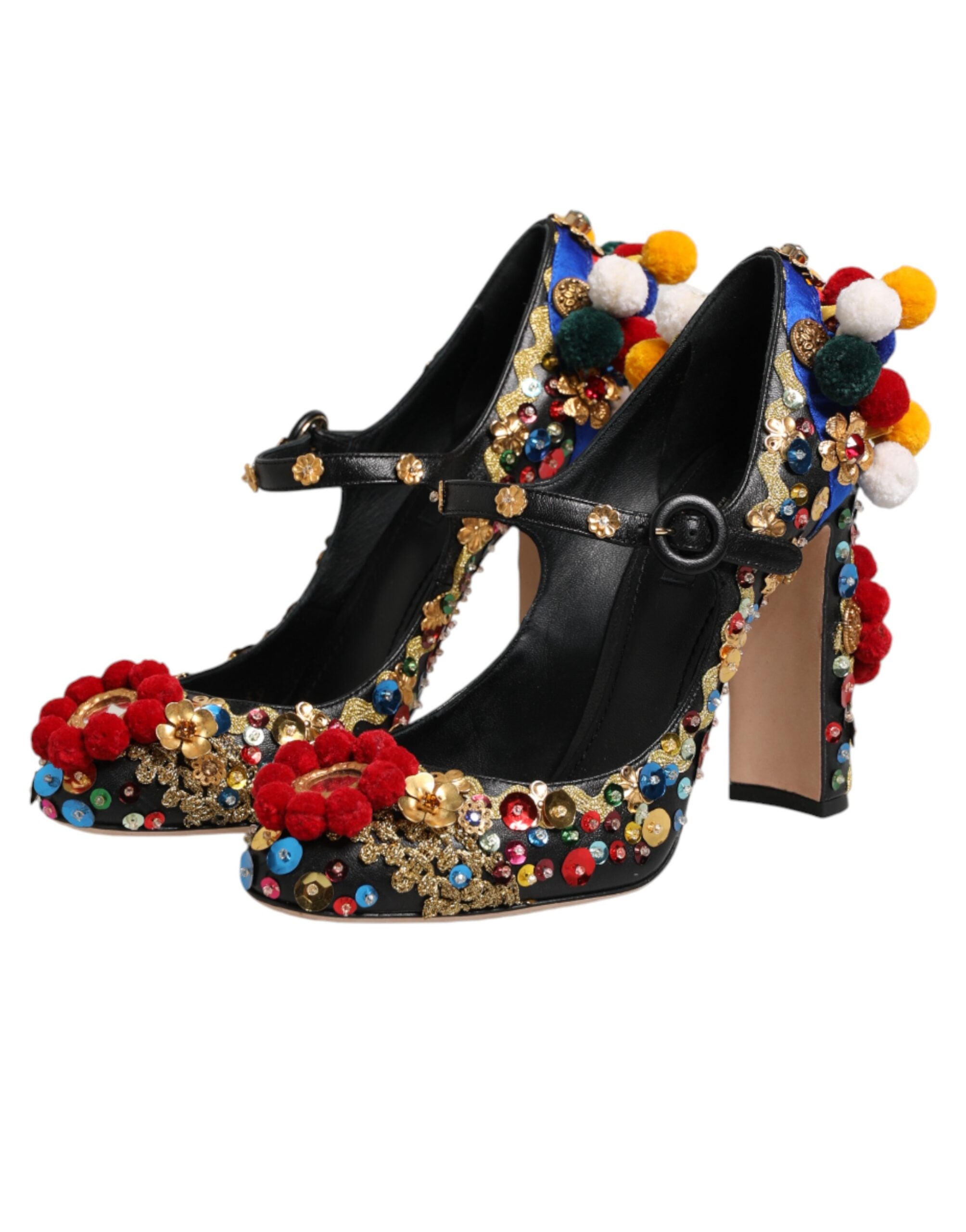 Dolce & Gabbana Schwarze Mary-Jane-Pumps mit Goldverzierungen