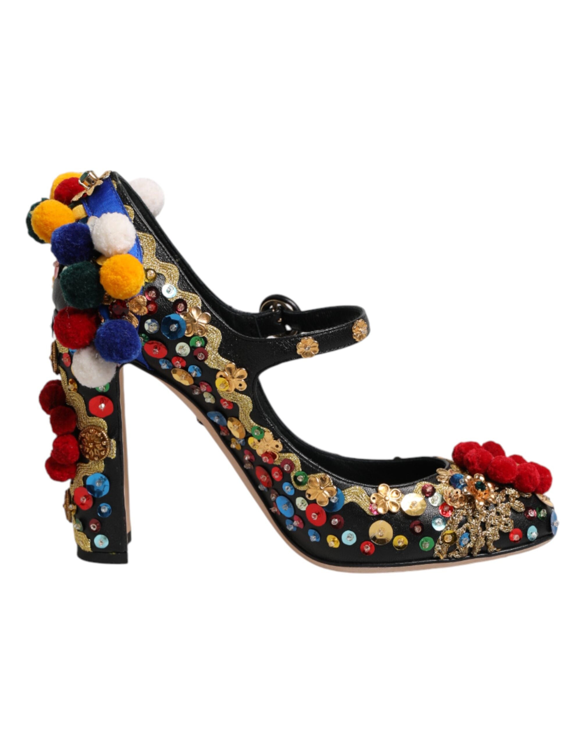 Dolce & Gabbana Schwarze Mary-Jane-Pumps mit Goldverzierungen