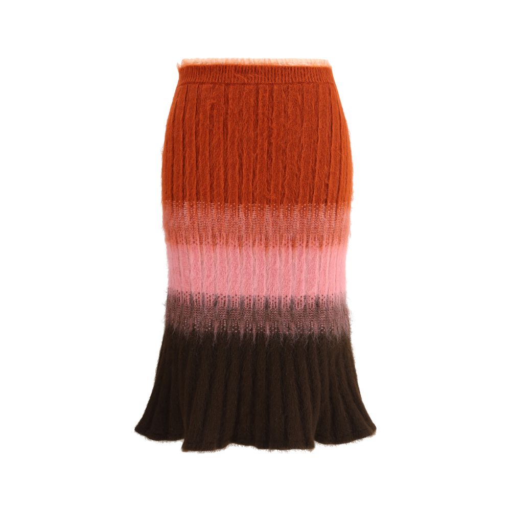 Fendi Bunt gestreifter Mohair-Midirock