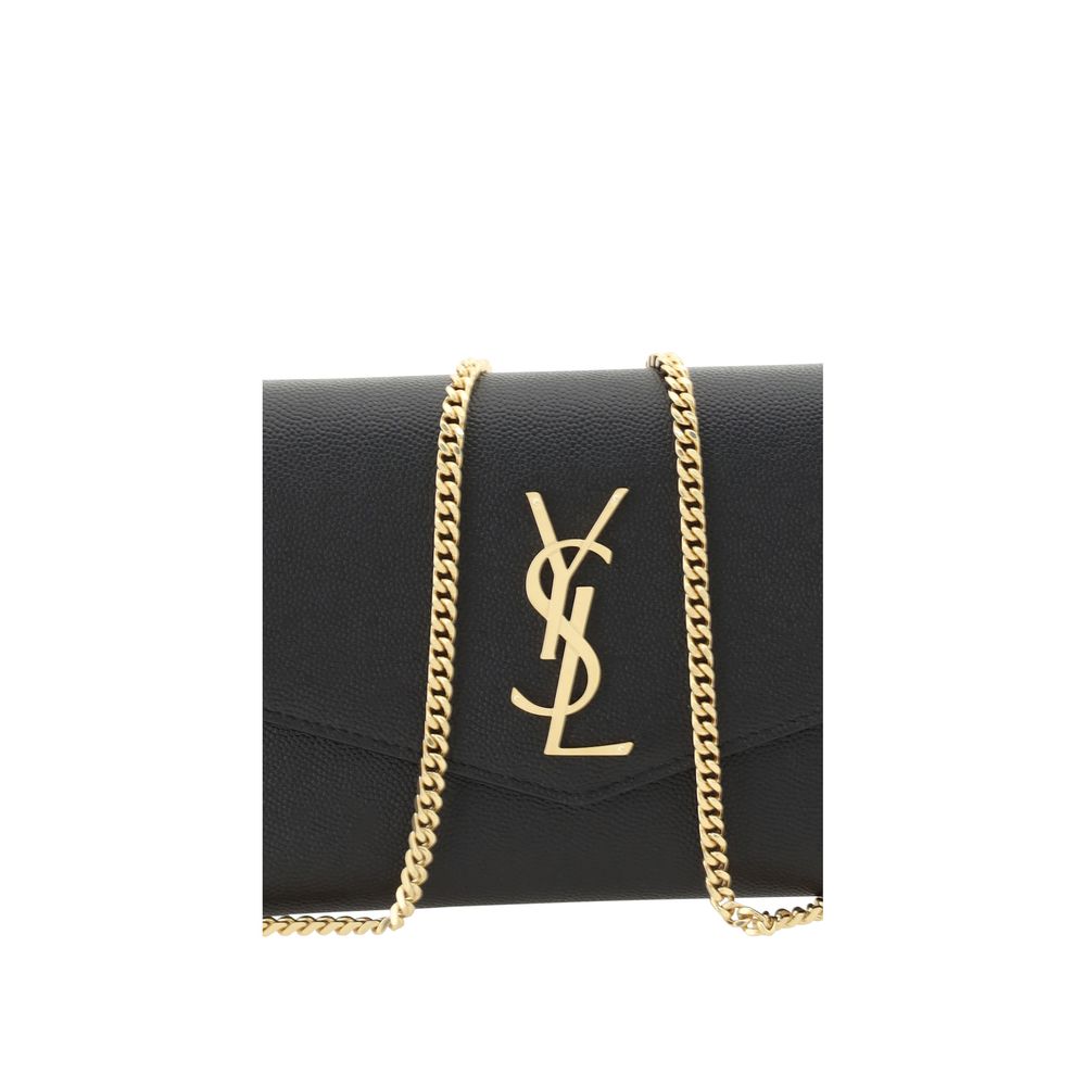 Saint Laurent Schwarze Kalbshaut Bos Taurus Schultertasche