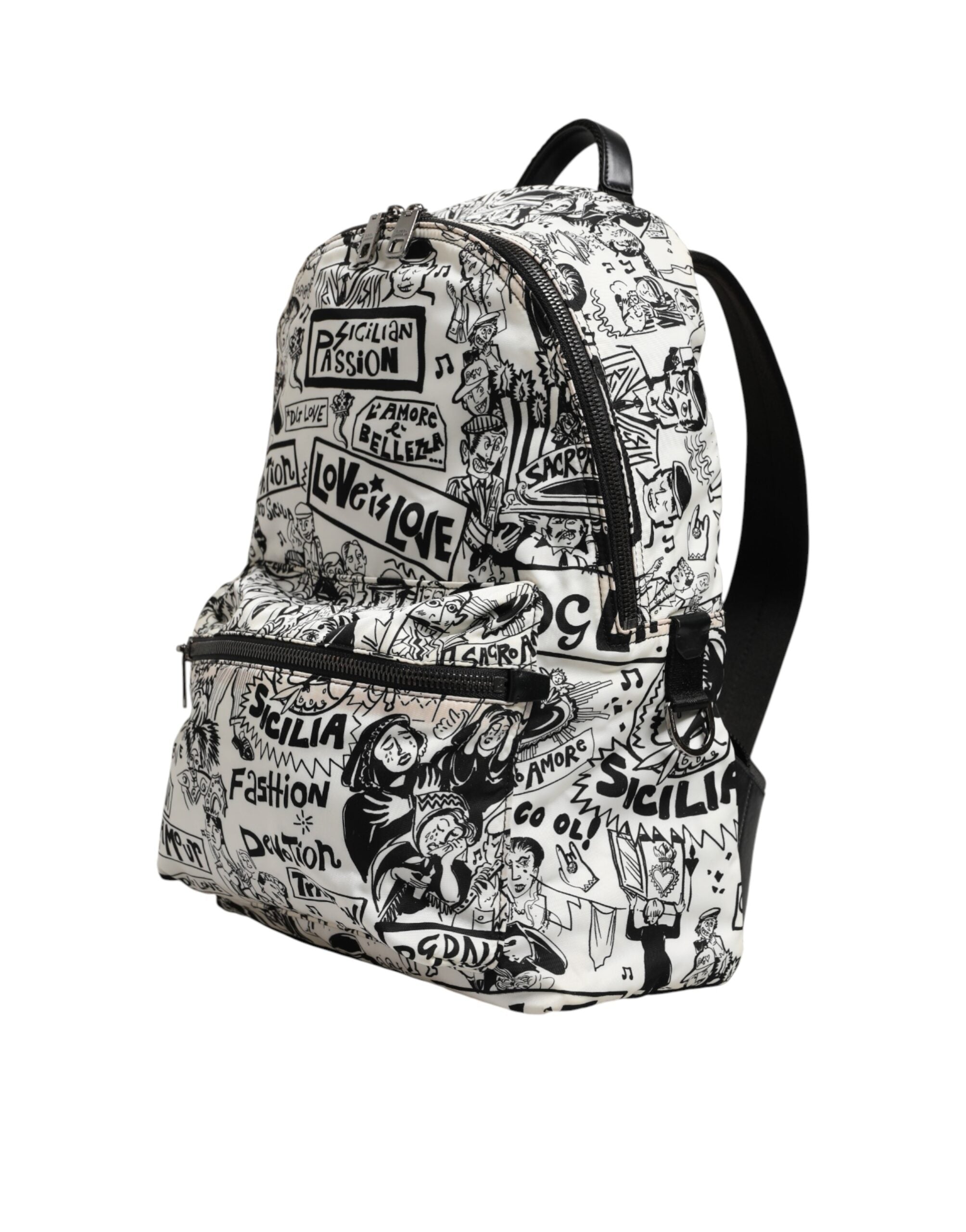 Dolce & Gabbana Rucksack mit Graffiti-Print in Schwarz-Weiß für Herren
