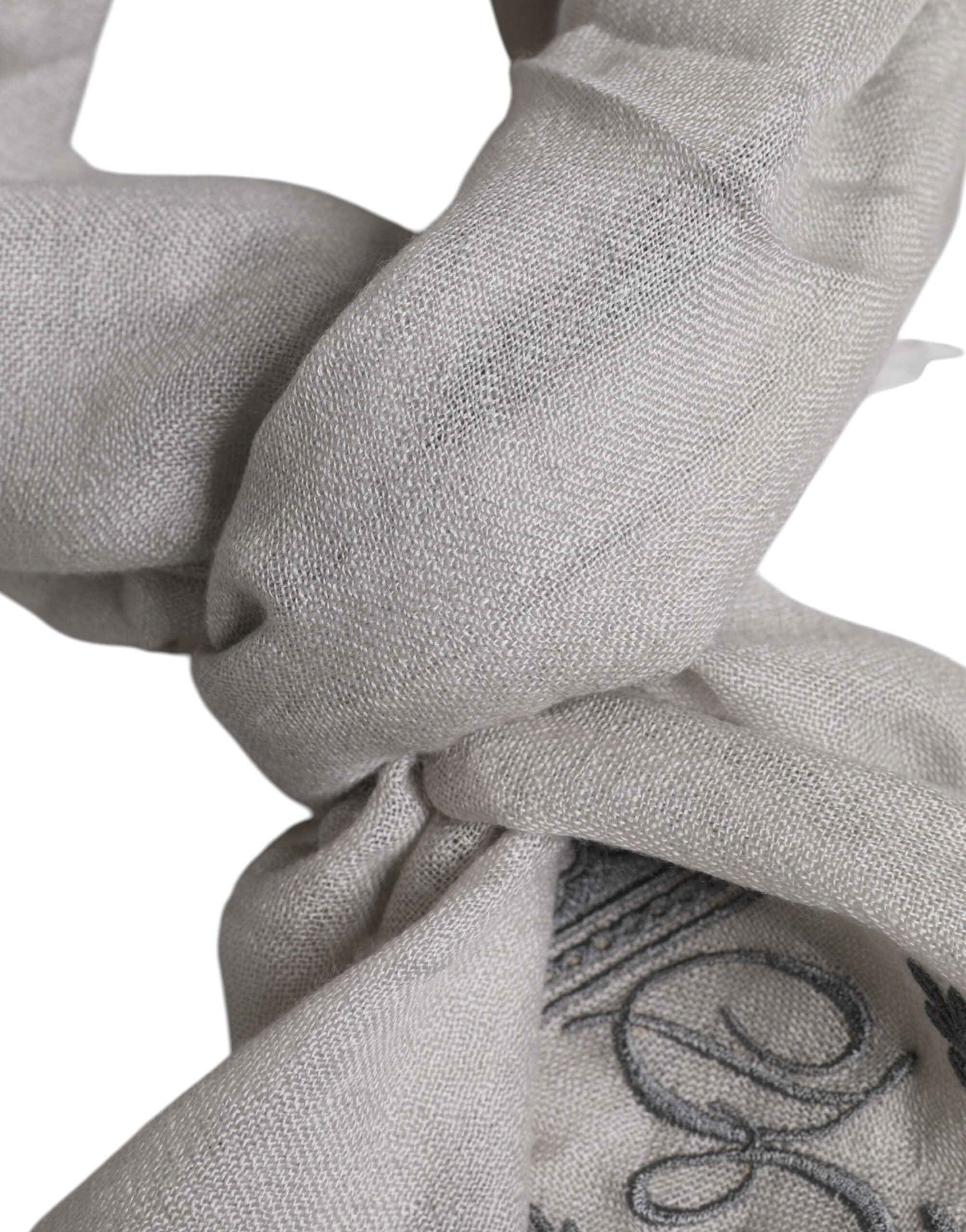 Dolce & Gabbana Grauer Kaschmir-Strickschal mit Fransen 67cm x 200cm