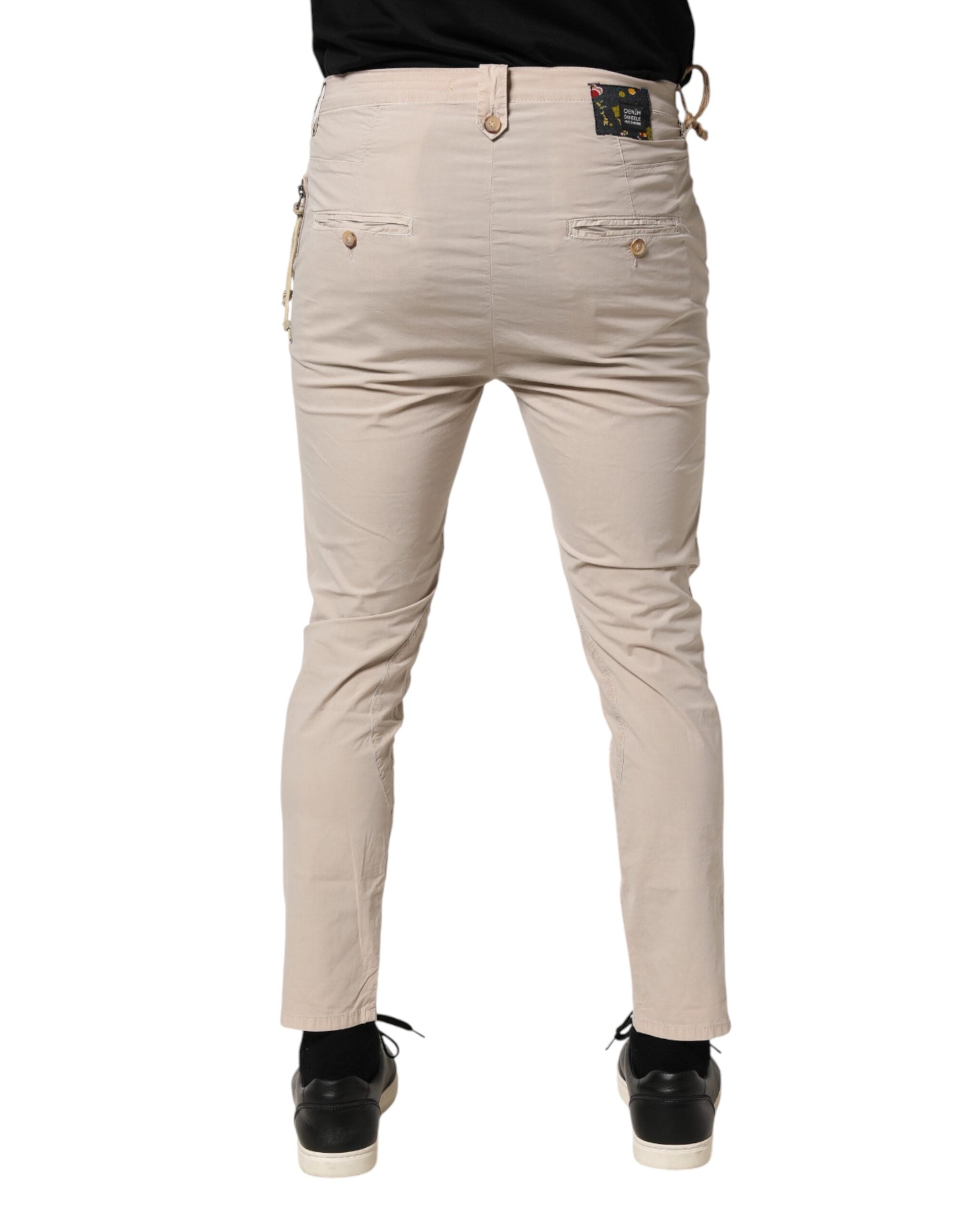 Daniele Alessandrini Beigefarbene Baumwoll-Stretch-Slim-Fit-Jeans