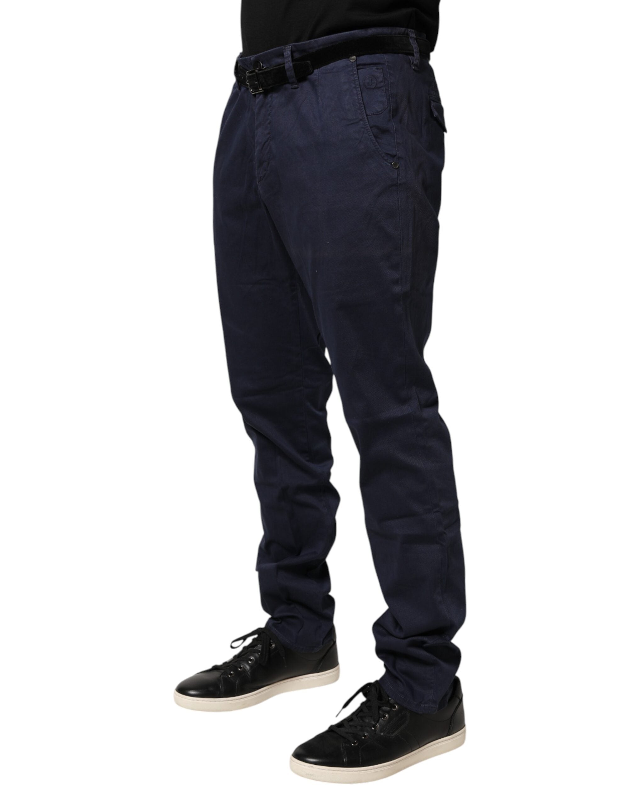 Jeckerson Blaue Baumwoll-Stretch-Chino-Hose mit geradem Schnitt für Herren