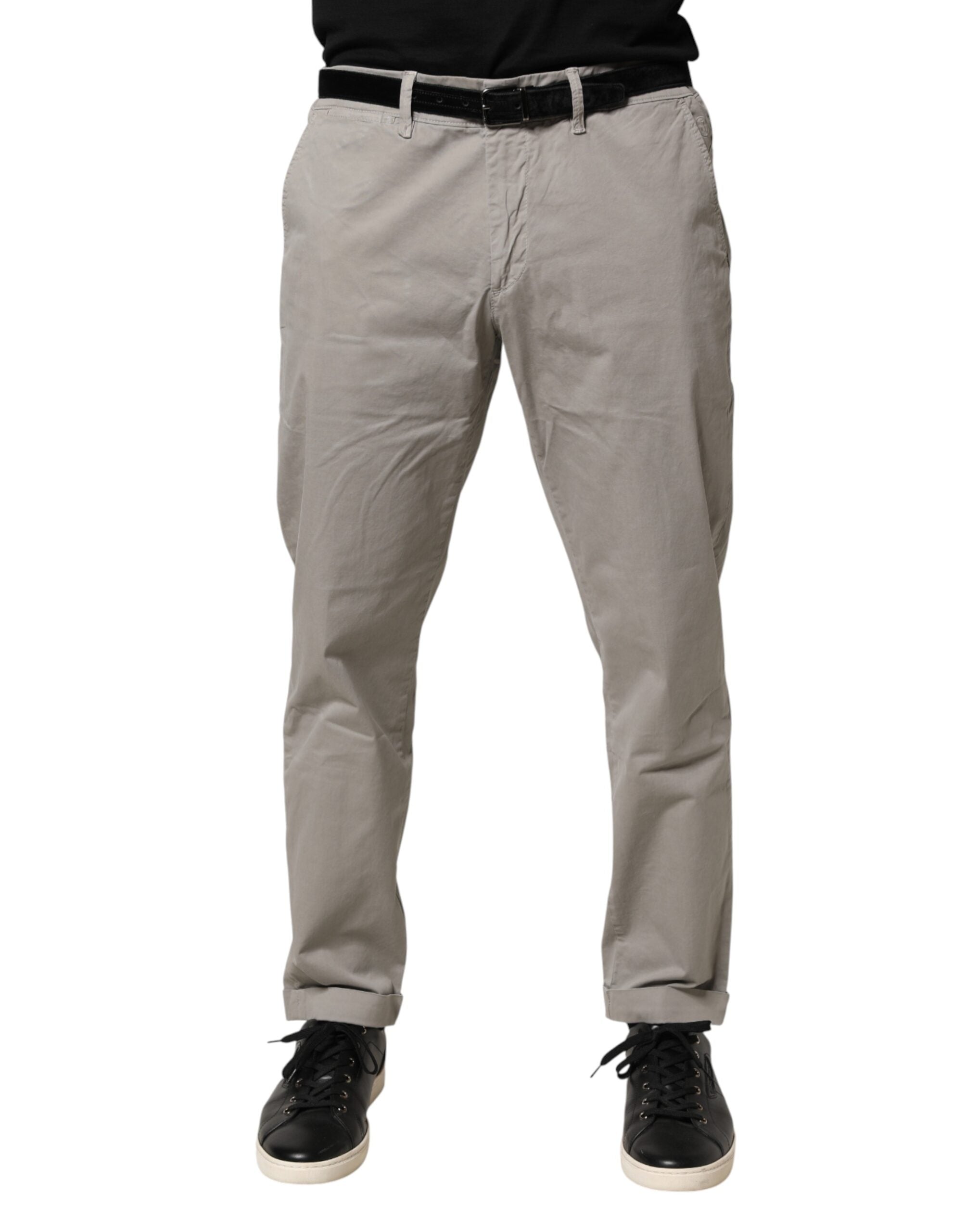Jeckerson Graue Baumwoll-Stretch-Chino-Hose mit schmaler Passform für Herren