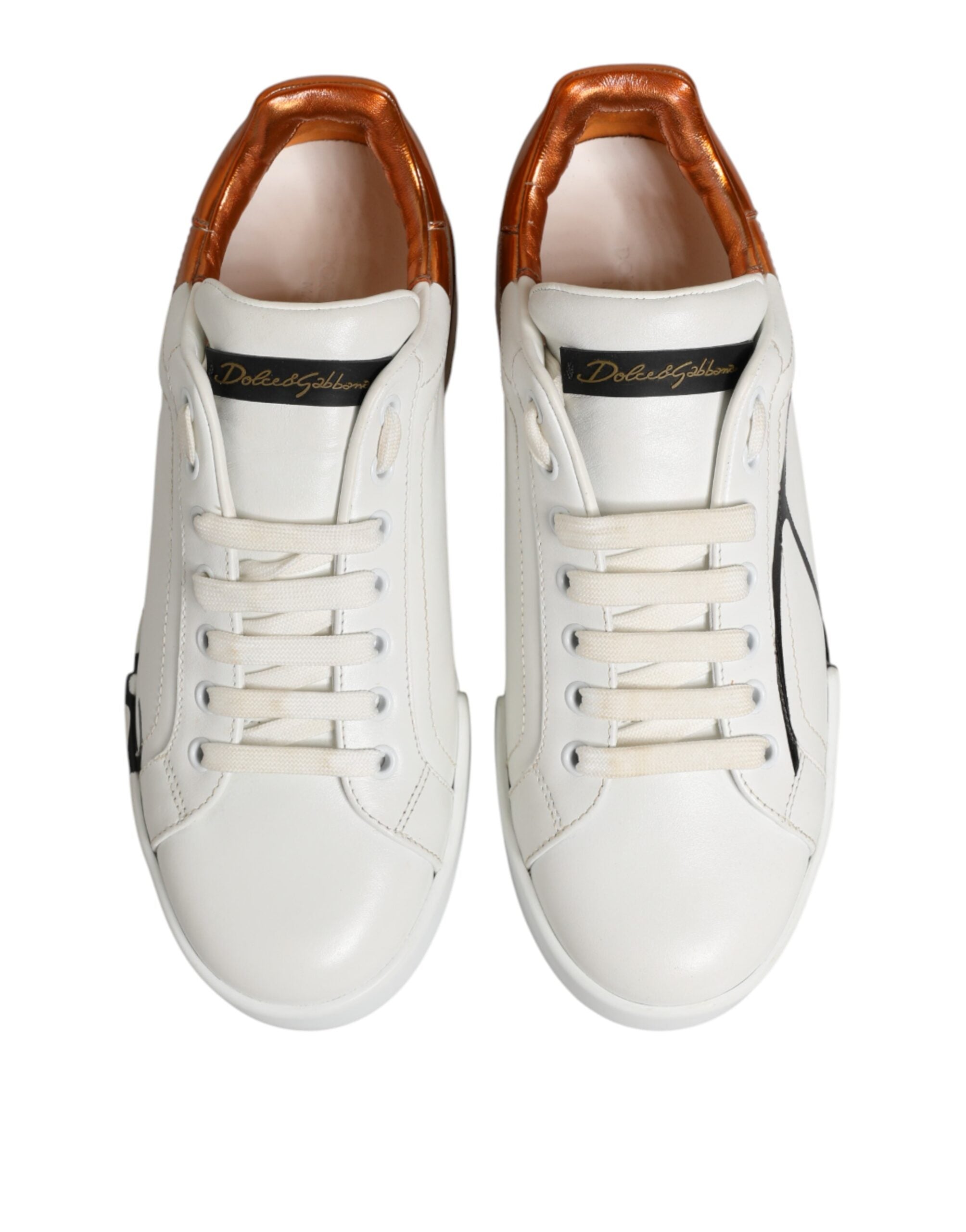 Dolce & Gabbana Weiße und braune Ledersneaker