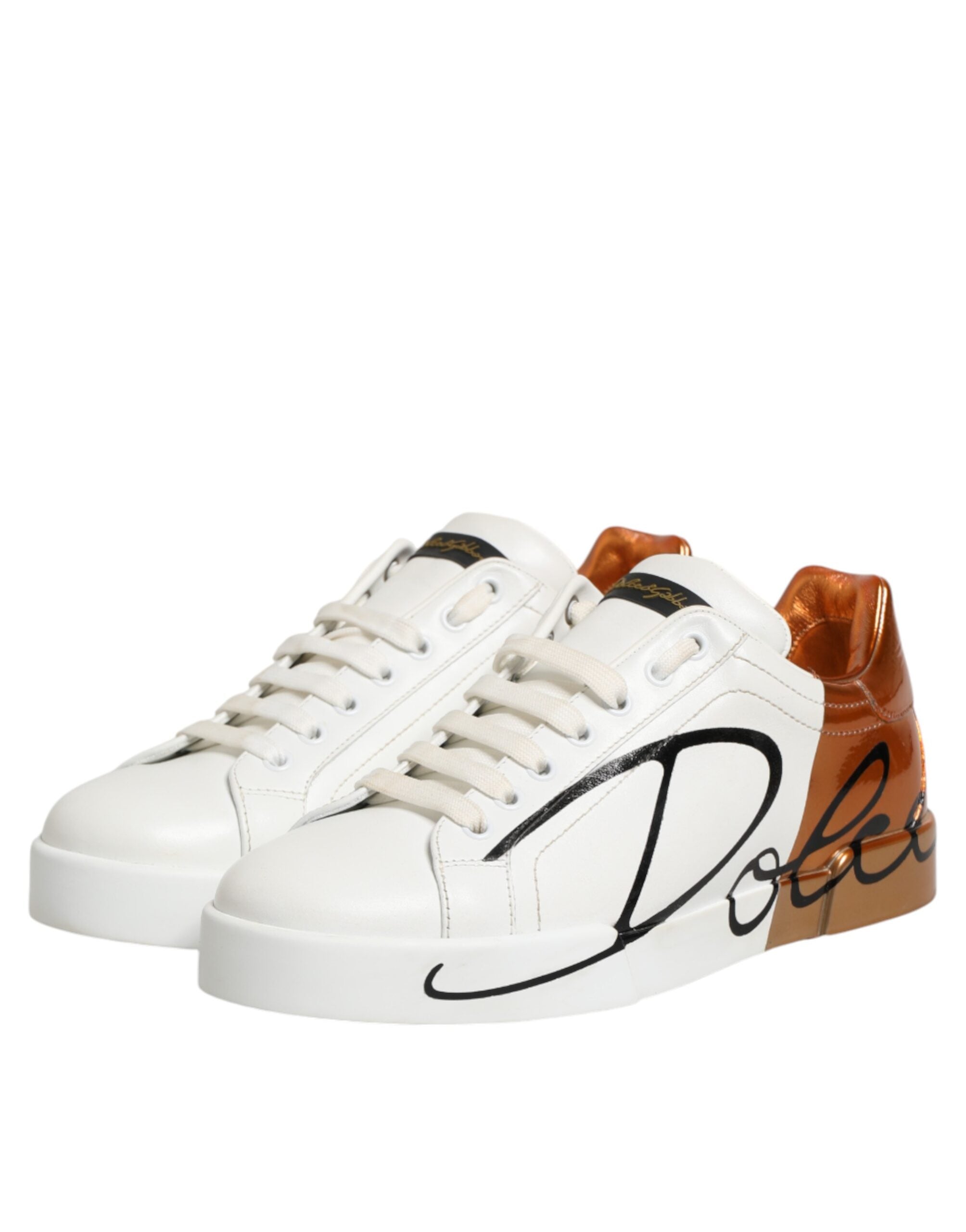 Dolce & Gabbana Weiße und braune Ledersneaker