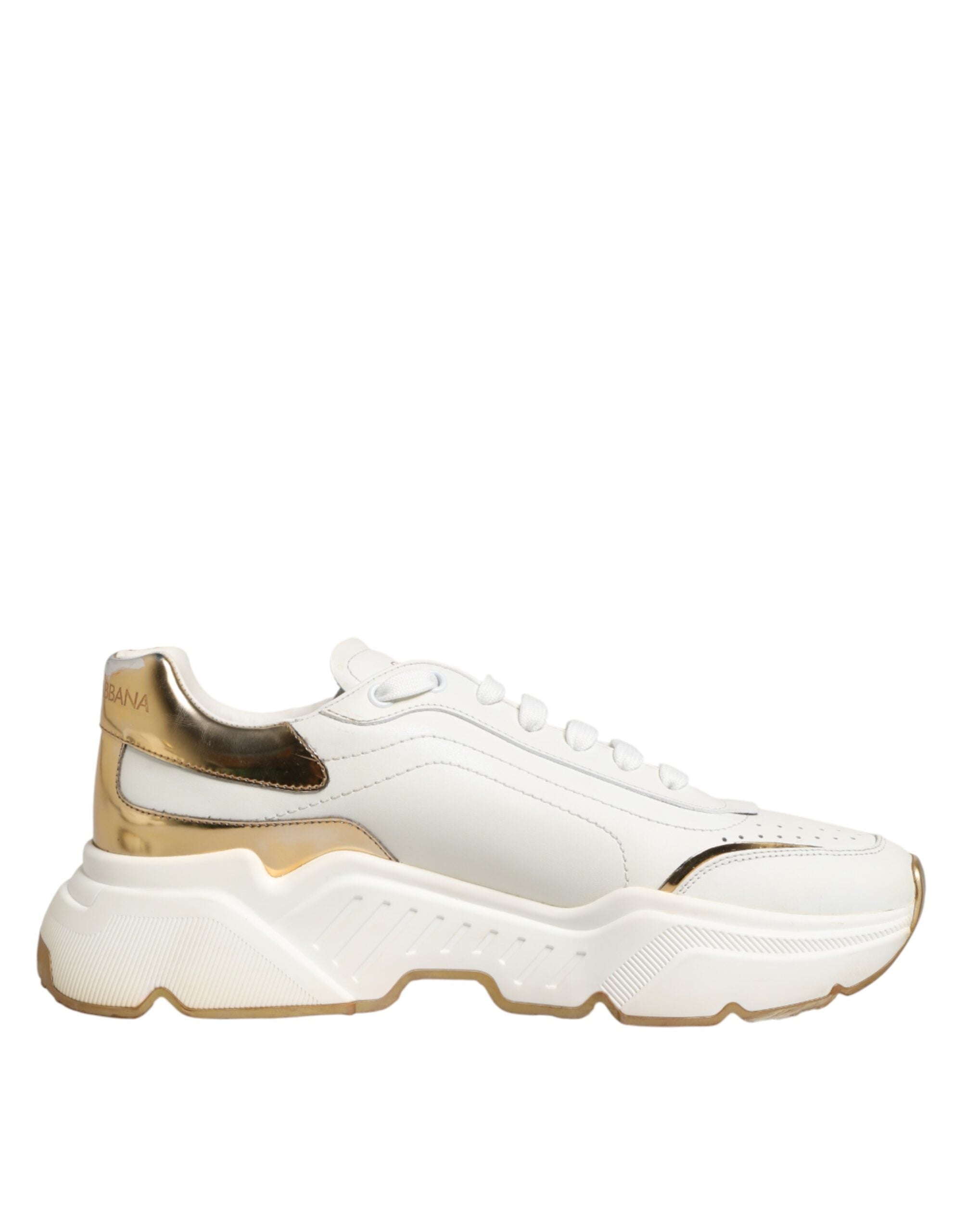Dolce & Gabbana Weiße und goldene Daymaster Sneakers mit niedrigem Schaft