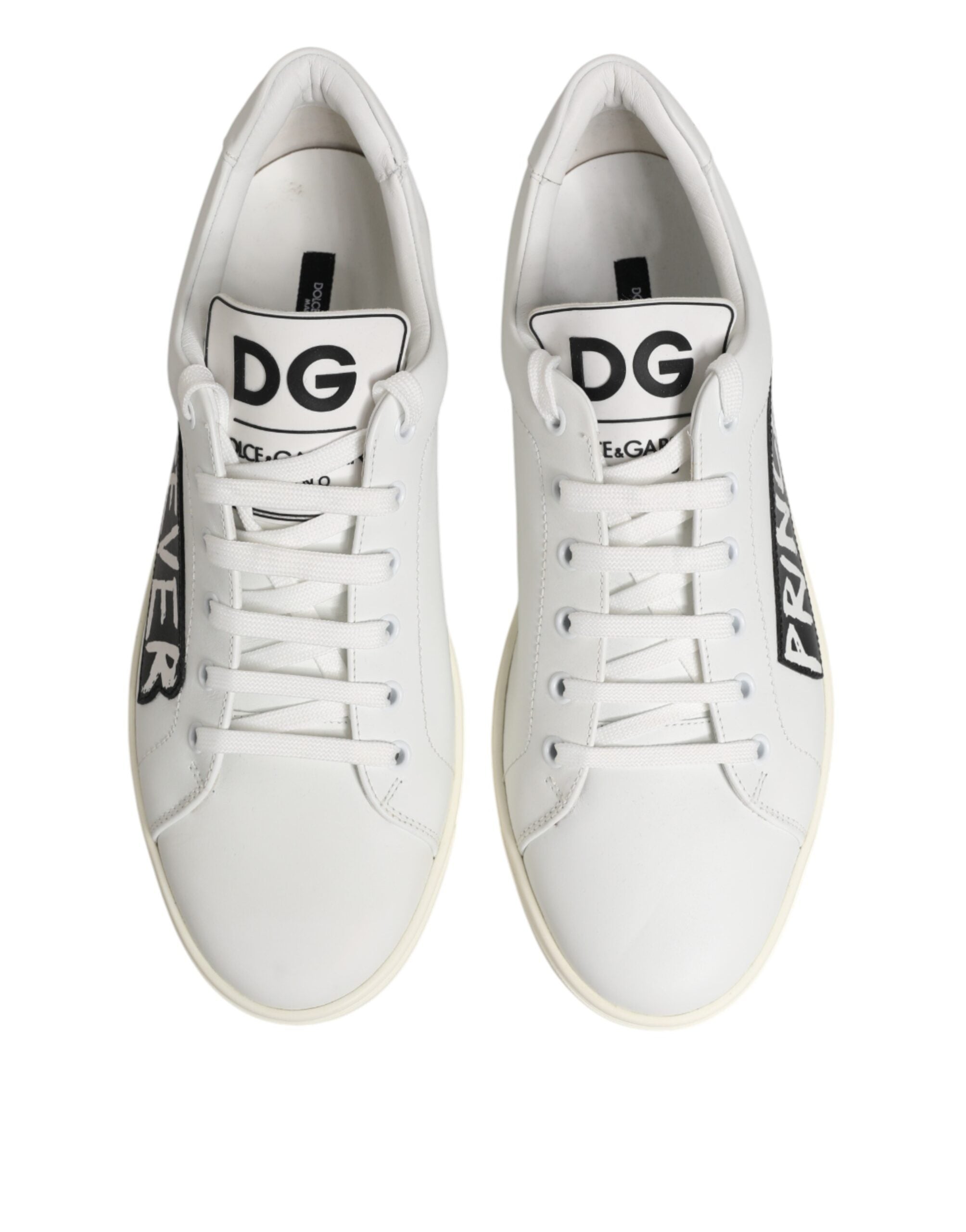 Dolce & Gabbana Weiße Prince Leder Low-Top Sneaker für Herren