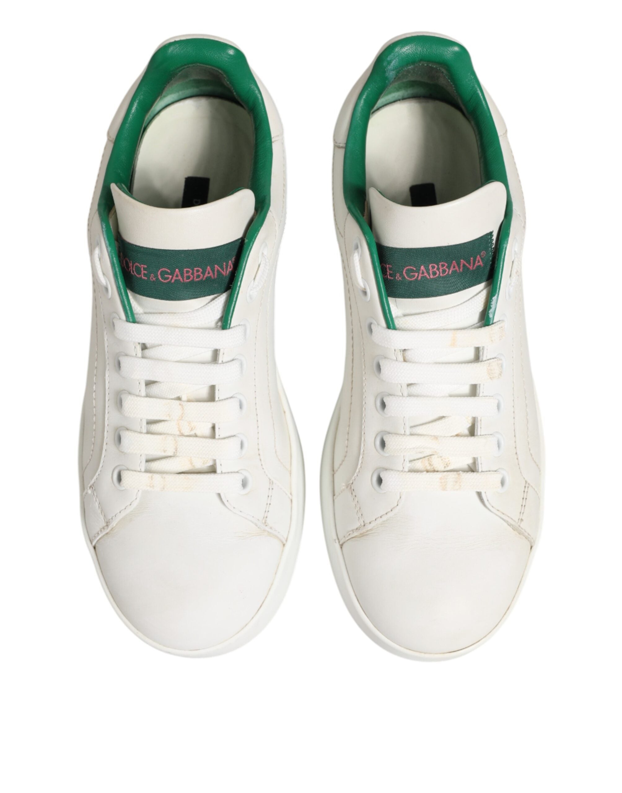 Dolce & Gabbana Weiße und grüne Sneakers aus Leder