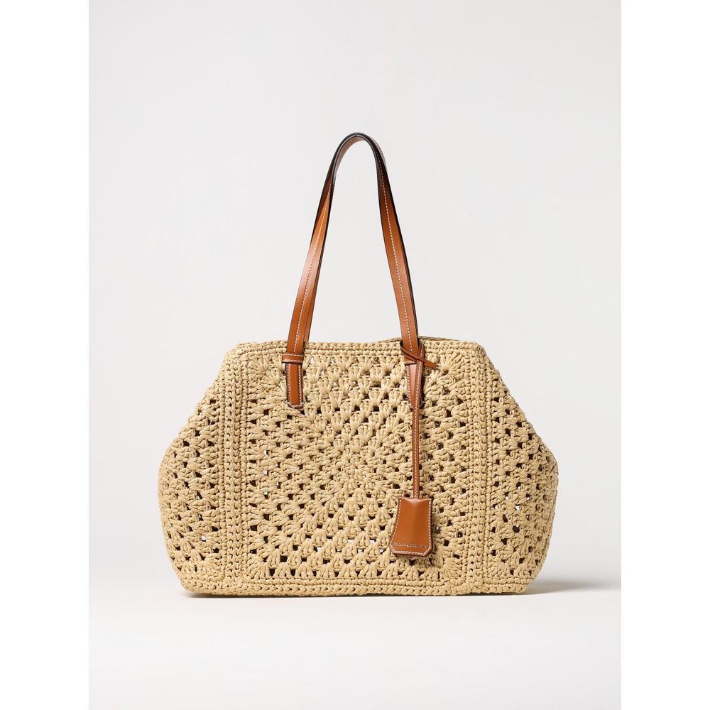 Ermanno Scervino Beigefarbene Lederhandtasche