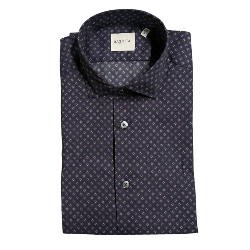 Bagutta Blaues Baumwollhemd für Herren, Slim Fit
