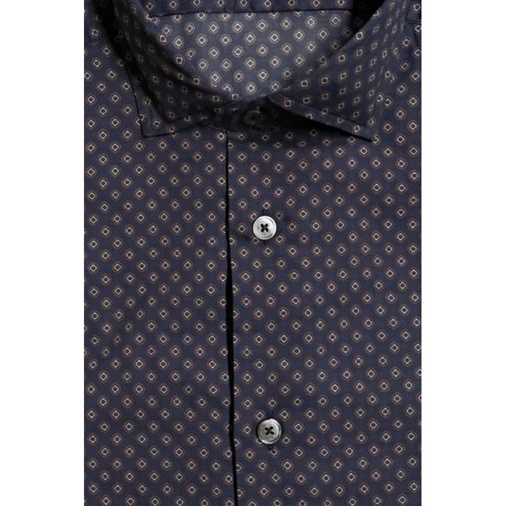 Bagutta Blaues Baumwollhemd für Herren, Slim Fit