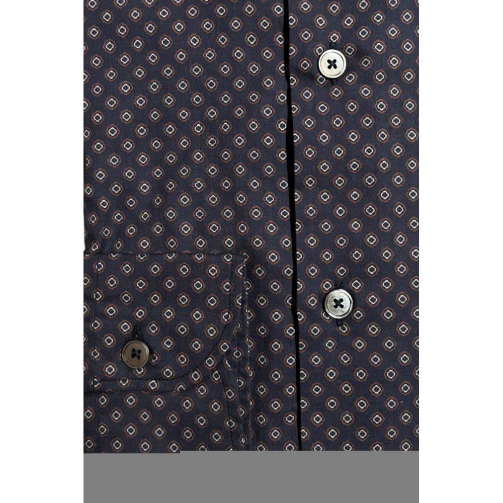 Bagutta Blaues Baumwollhemd für Herren, Slim Fit