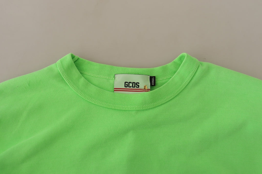 GCDS Mintgrüner Bedruckter Langarm-Cropped-Pullover