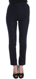 Ermanno Scervino Dunkelblaue Slim-Fit-Hose aus reiner Schurwolle