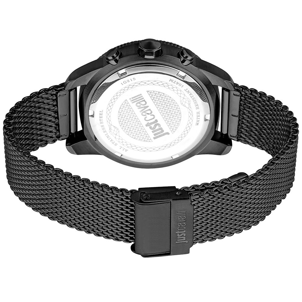 Just Cavalli Sportliche Edelstahl-Armbanduhr in Schwarz
