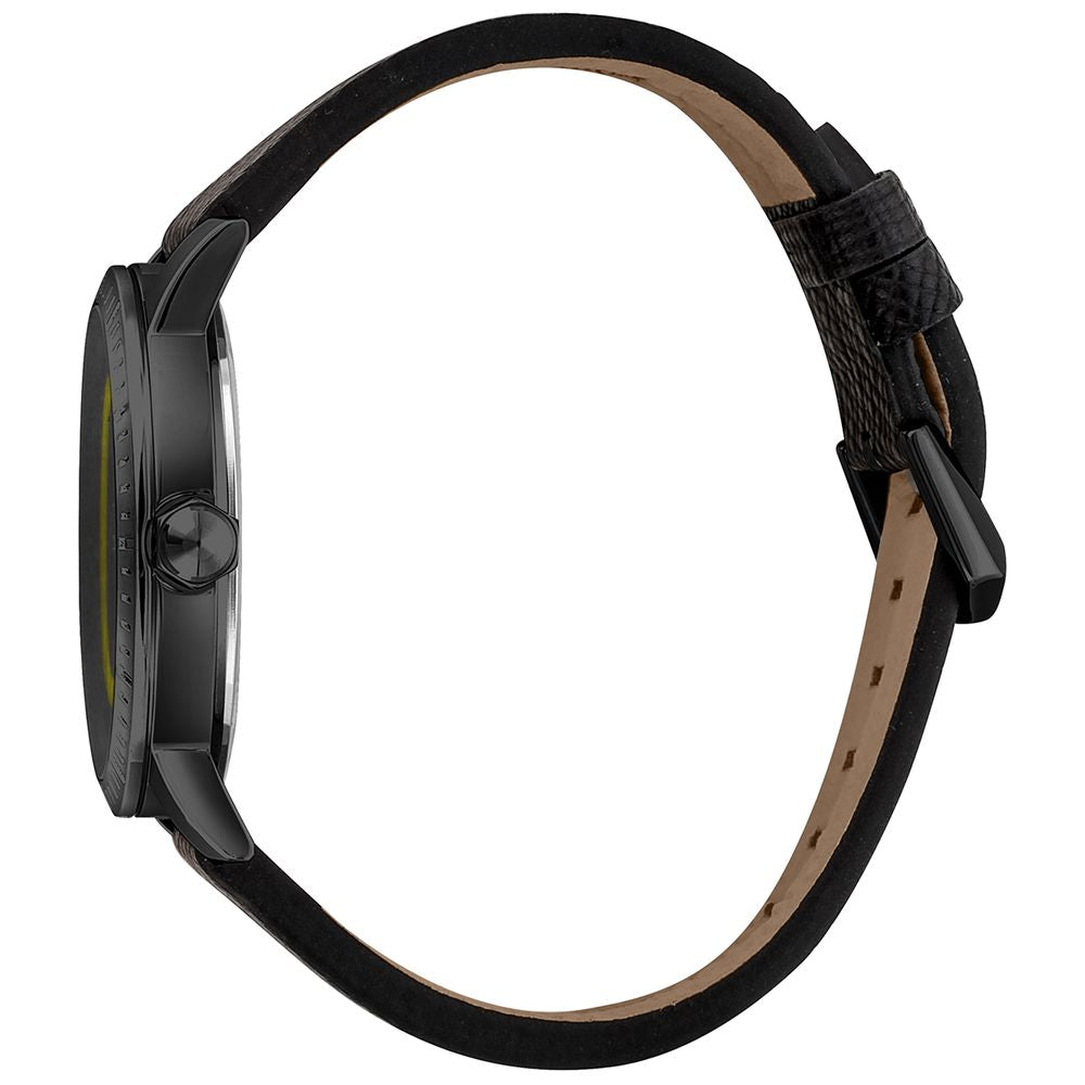 Just Cavalli Schwarze Leder-Dress-Watch