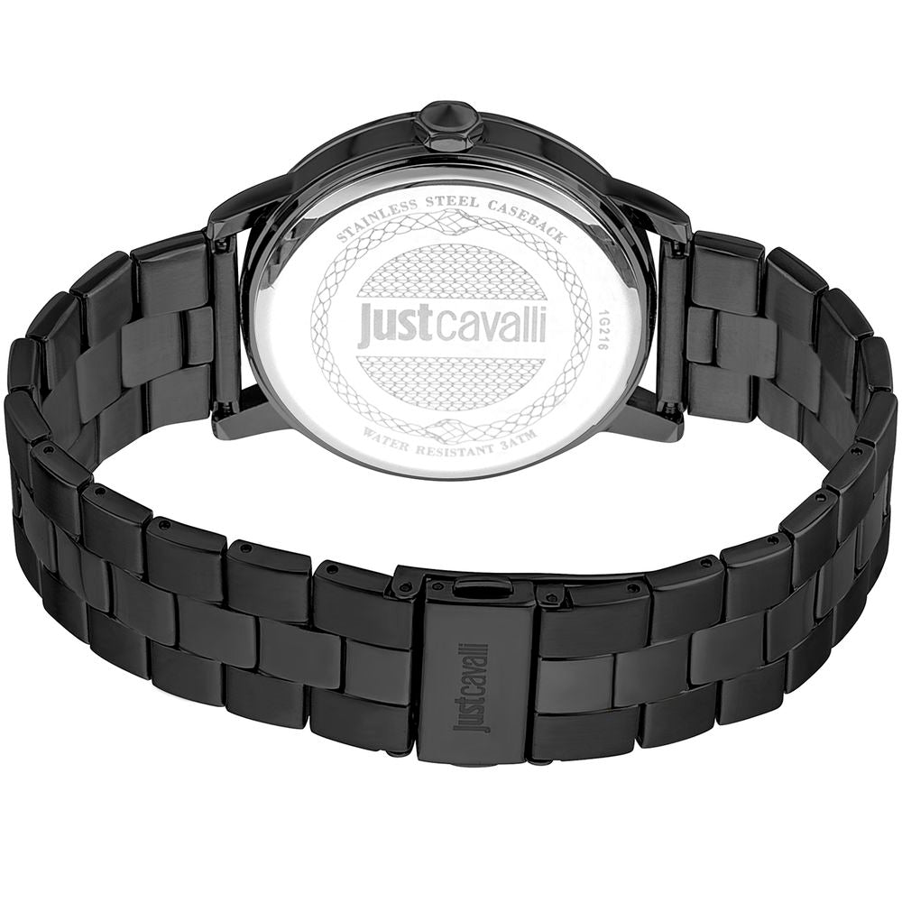 Just Cavalli Schwarze Edelstahl-Dress-Watch