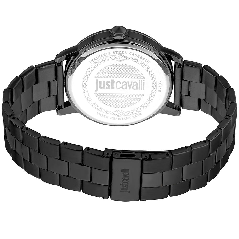 Just Cavalli Schwarze Edelstahl-Dress-Uhr