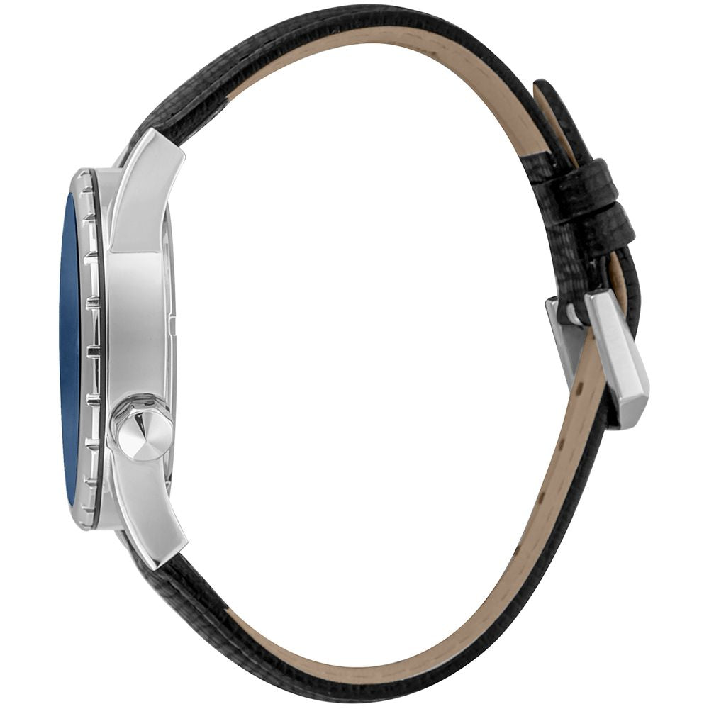 Just Cavalli Schwarze Leder-Dress-Watch