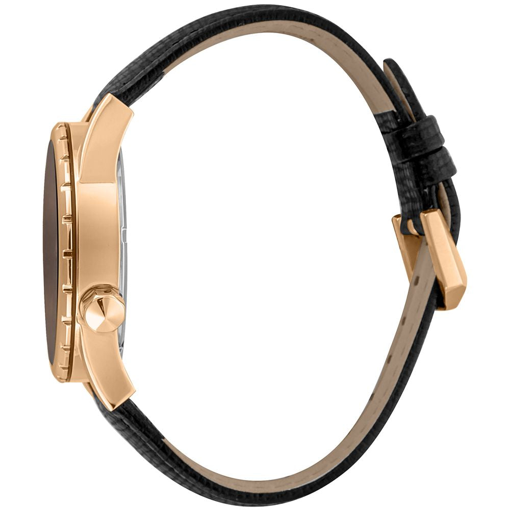 Just Cavalli Schwarze Leder-Armbanduhr