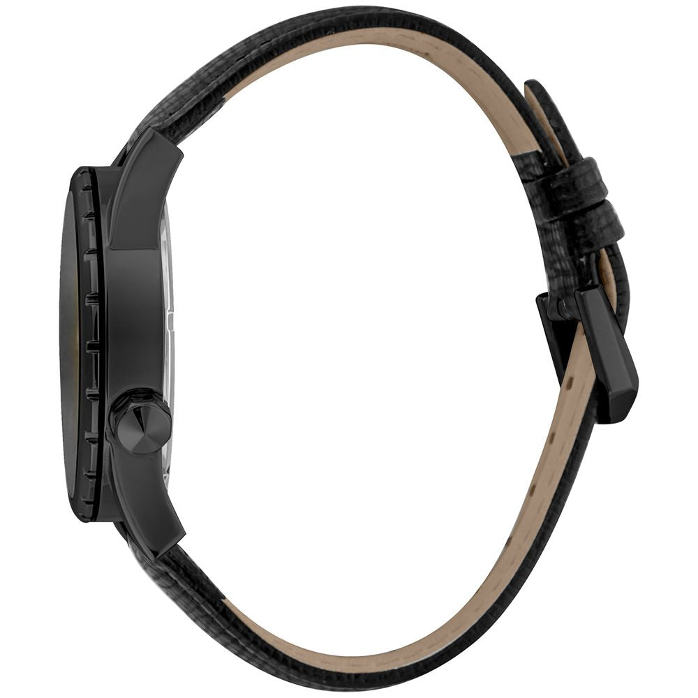 Just Cavalli Schwarze Leder-Armbanduhr