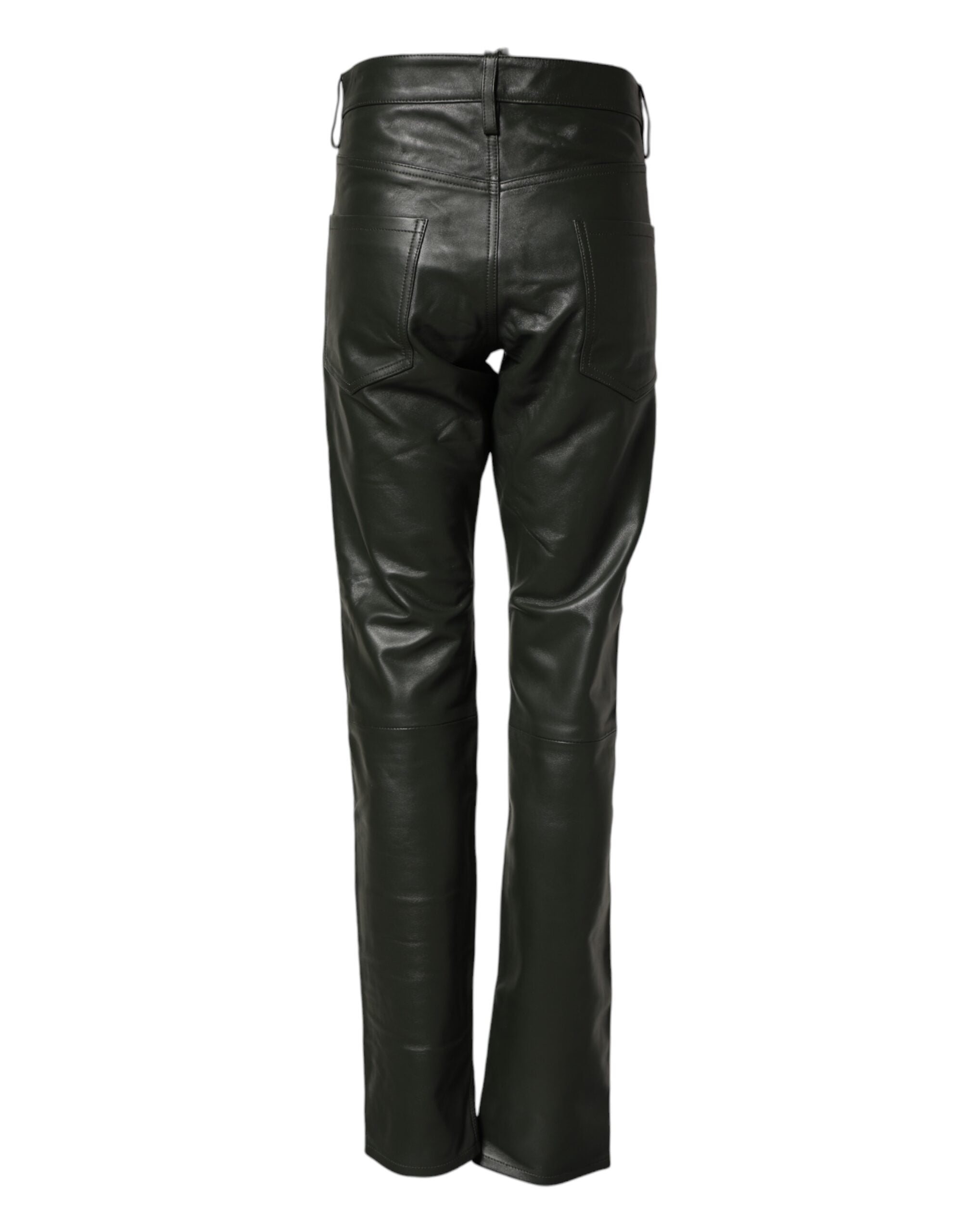 Dsquared² Schwarze Lederhose aus Vollnarbenleder mit mittelhohem Bund