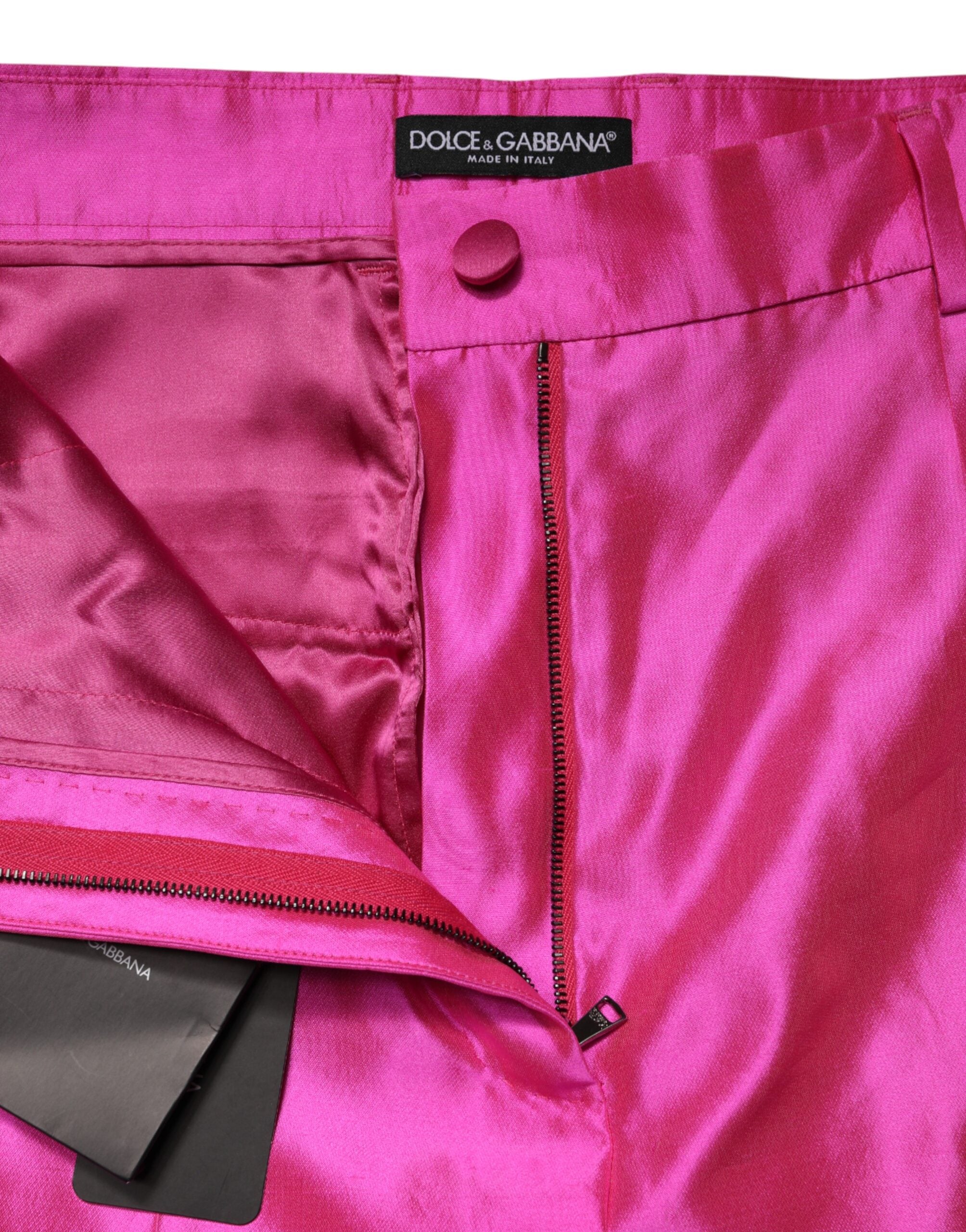 Dolce & Gabbana Pinke Seidenhose mit hohem Bund