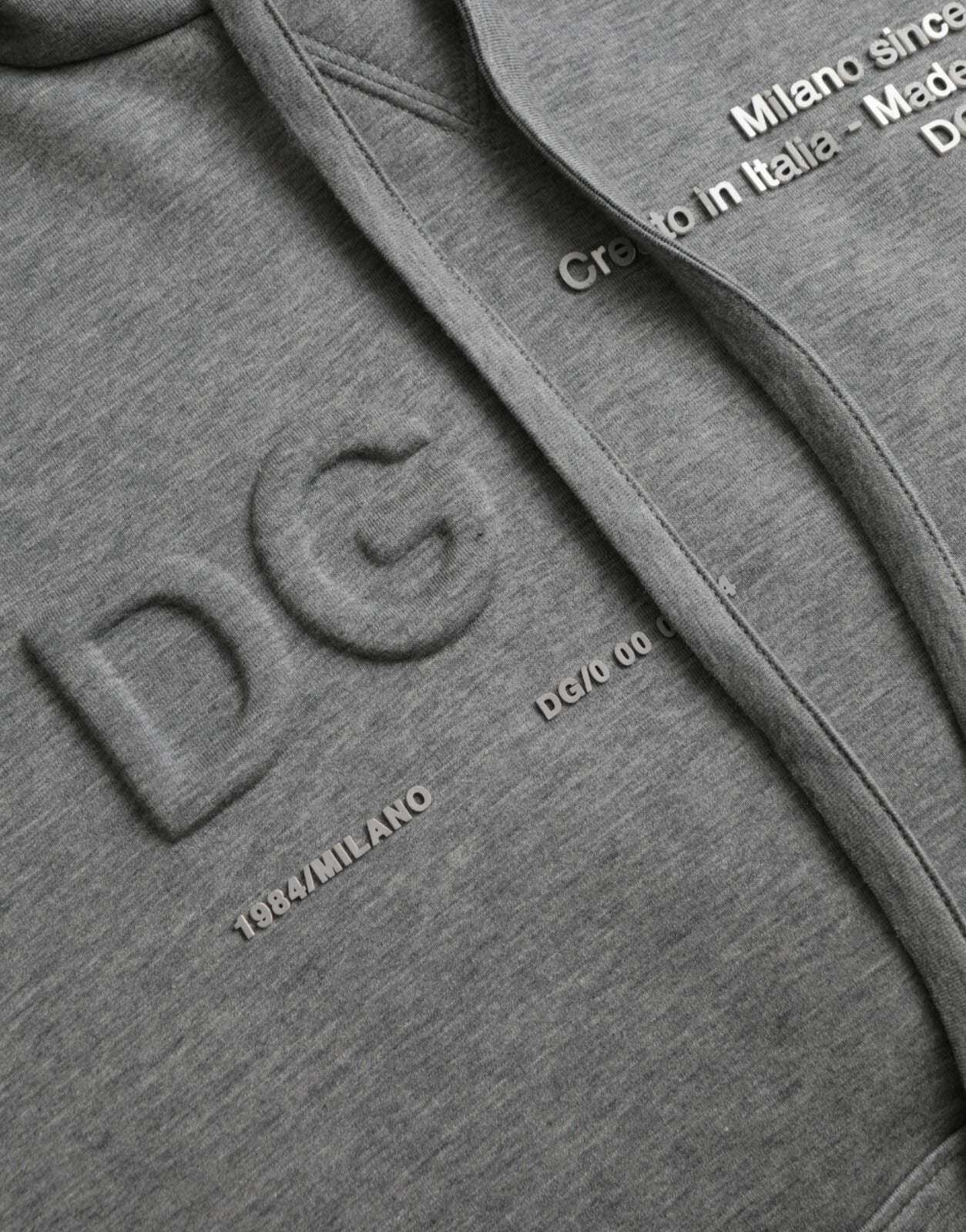 Dolce & Gabbana Graues Logo-Baumwoll-Kapuzenpullover