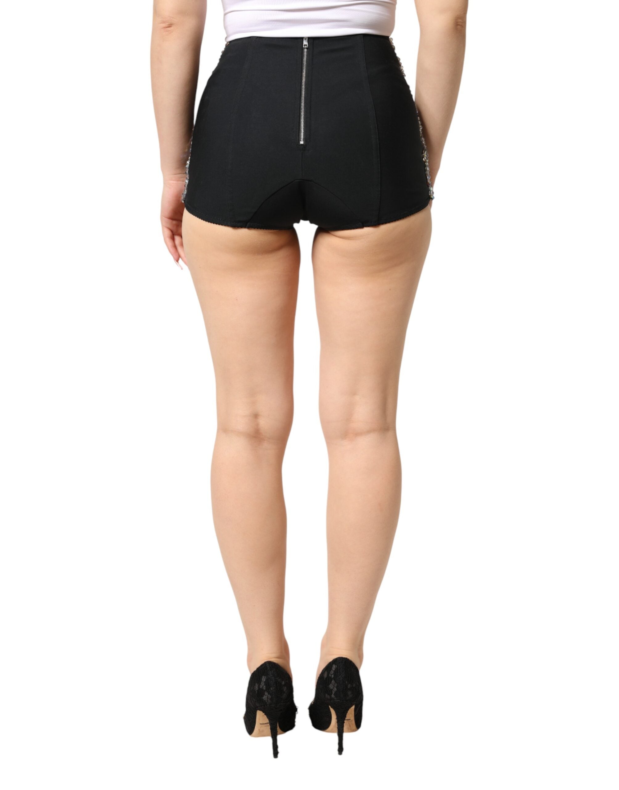 Dolce & Gabbana Bunte verzierte High-Waist Hot Pants Shorts