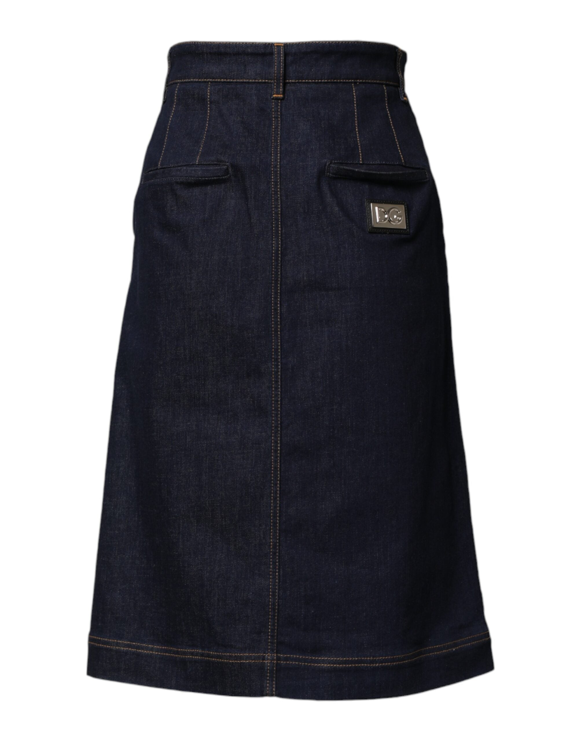 Dolce & Gabbana Dunkelblauer Baumwoll-A-Linien-Denim-Midi-Rock