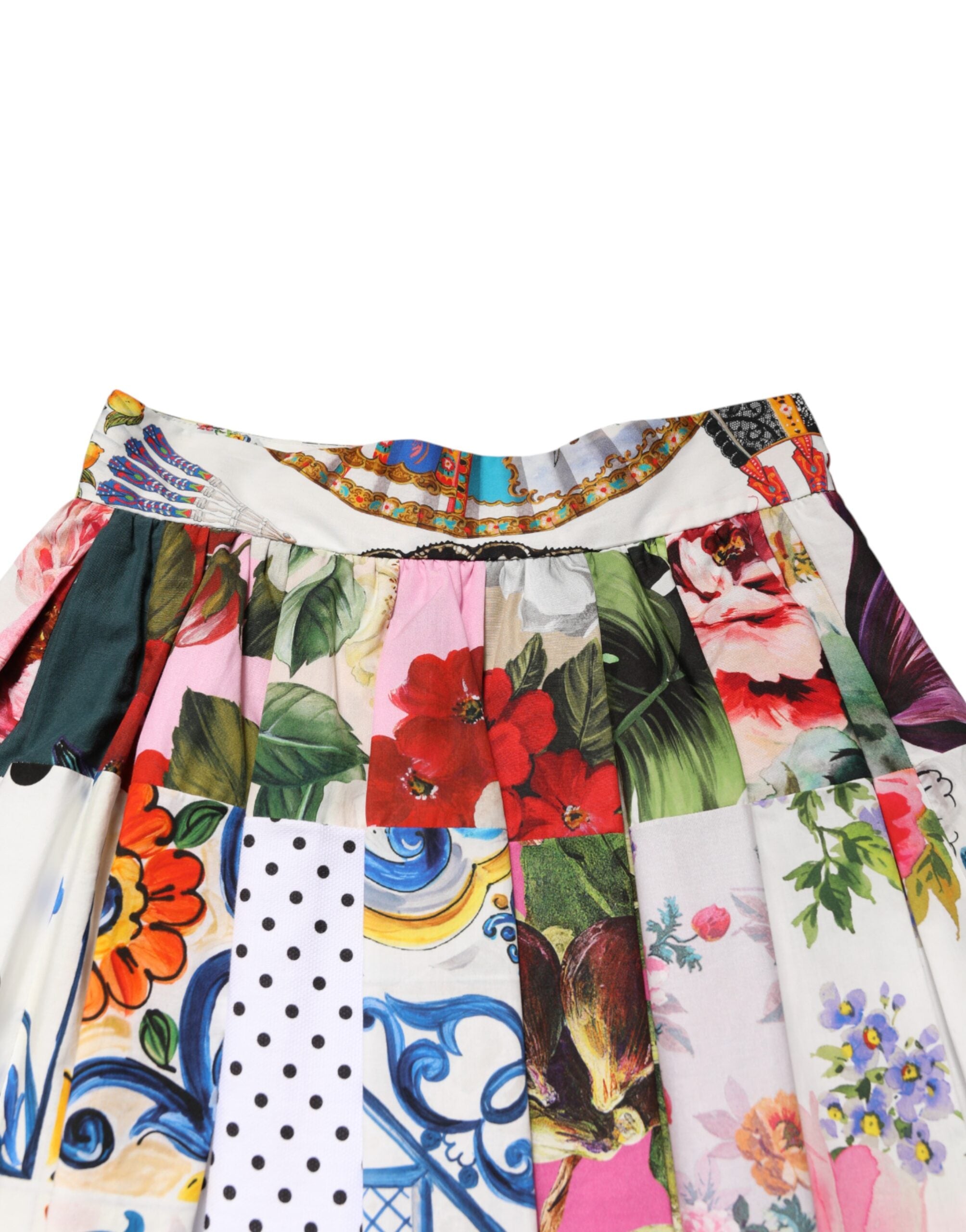 Dolce & Gabbana Bunter Patchwork-Rock mit hoher Taille und Midi-Länge