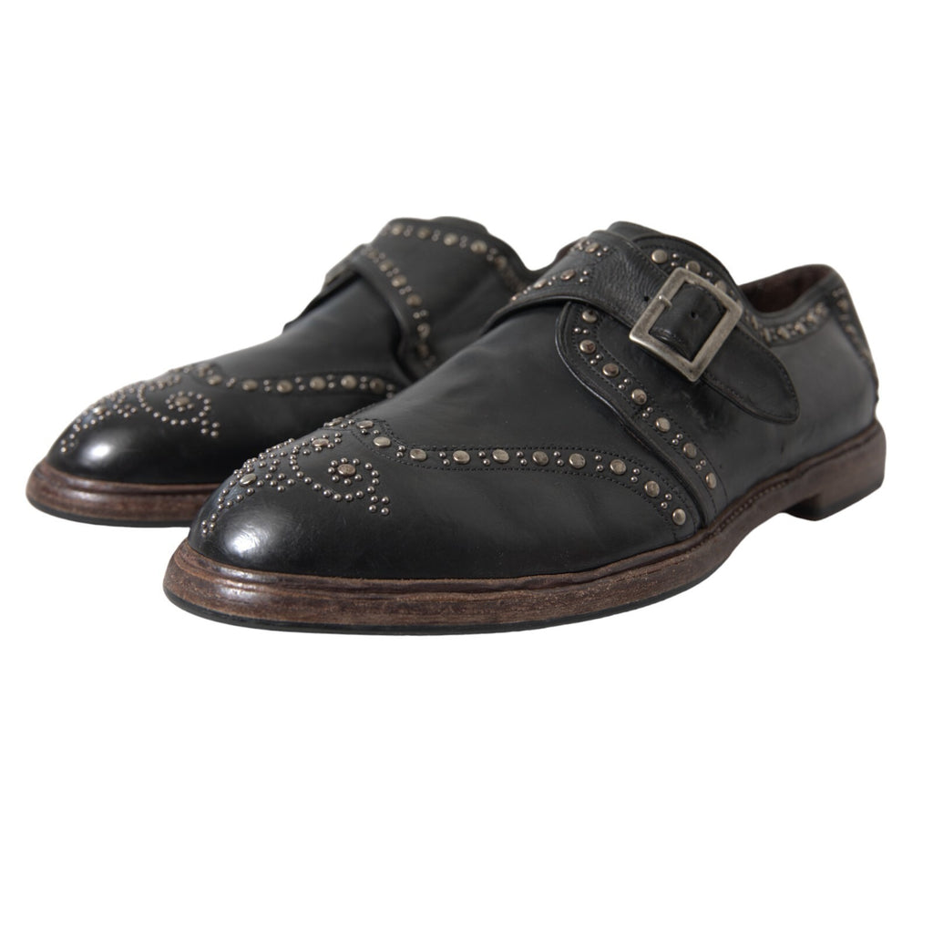 Dolce & Gabbana Schwarze Leder-Monk-Schuhe mit Nieten