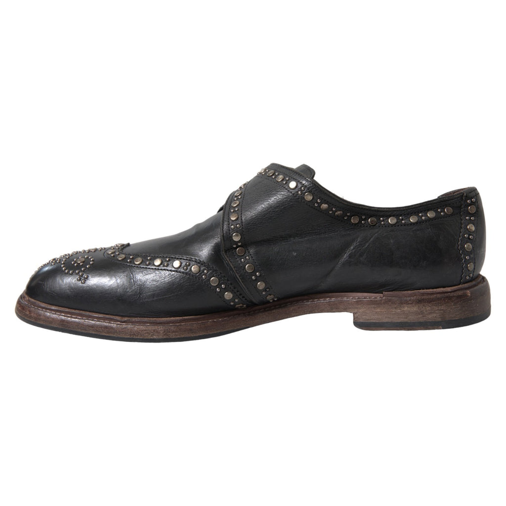 Dolce & Gabbana Schwarze Leder-Monk-Schuhe mit Nieten