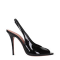 Amina Muaddi Schwarze Leder-Stilettosandalen