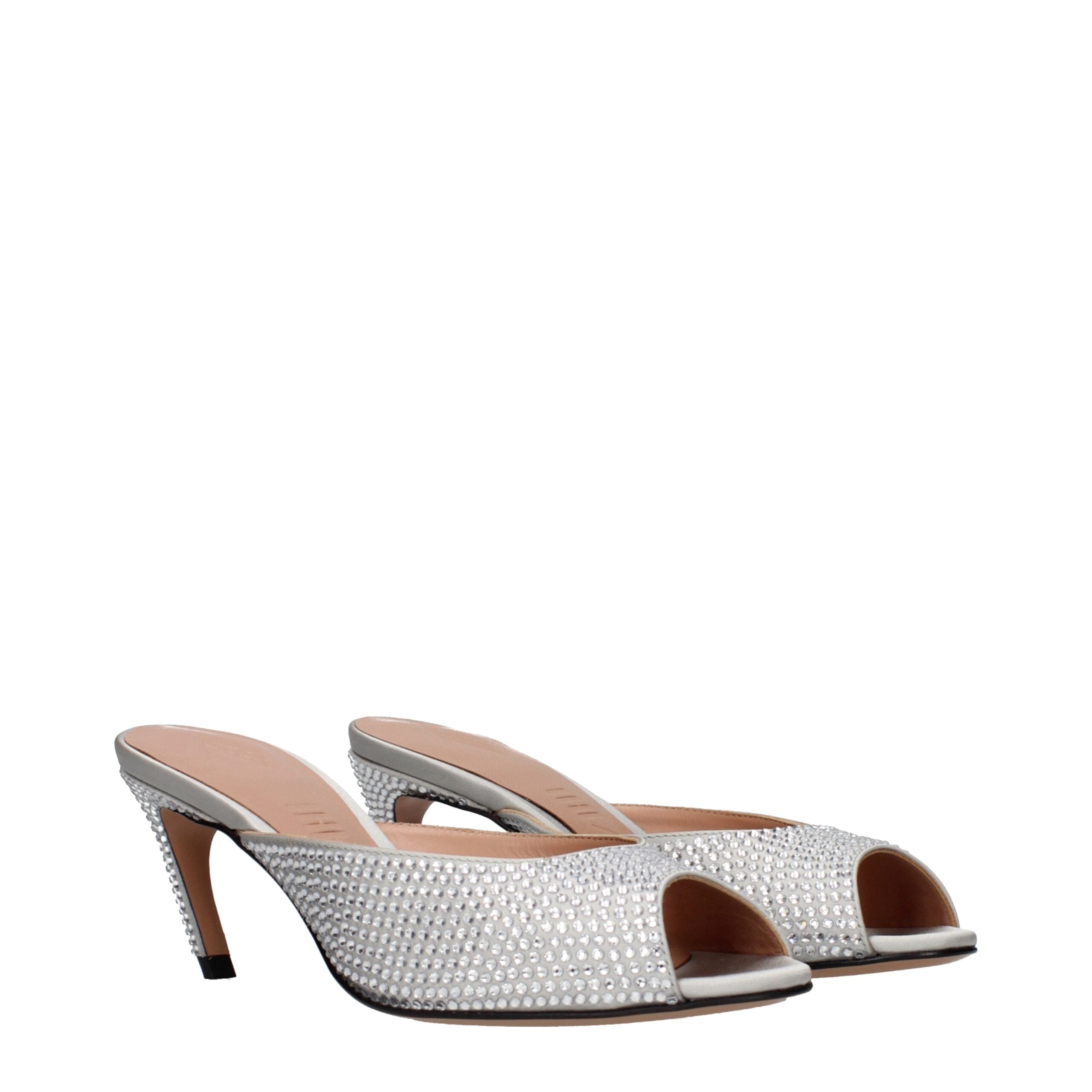 The Attico Gray Satin Stiletto Heel Sandals