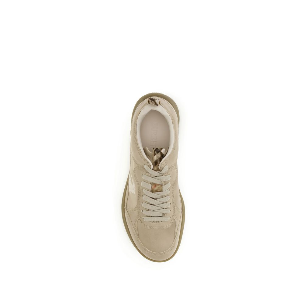 Burberry Beige Kalb Leder Bos Taurus Sportschuhe