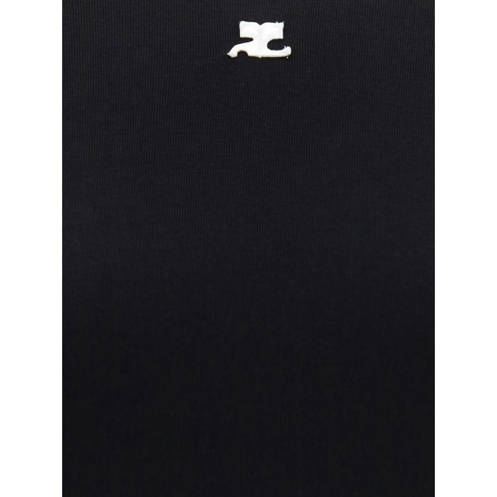 Courrèges Schwarzes Baumwoll-T-Shirt