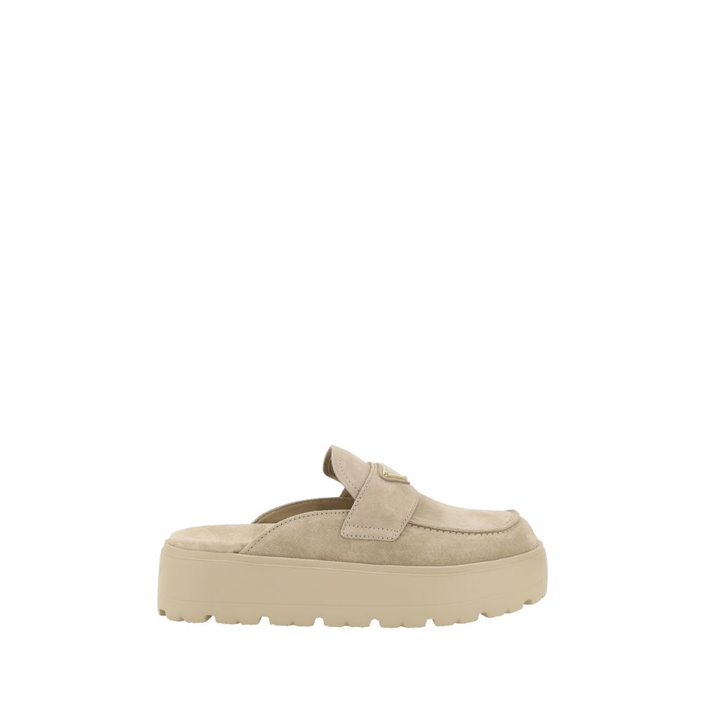 Prada Beige Gummisohle Plateau-Loafer